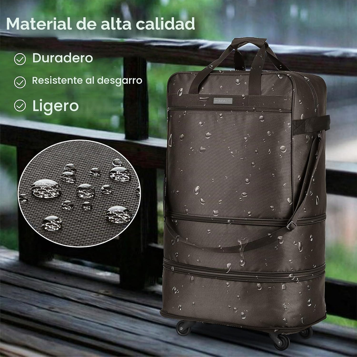 Maletas Hanke con ruedas, bolsa de equipaje plegable y expandible,...