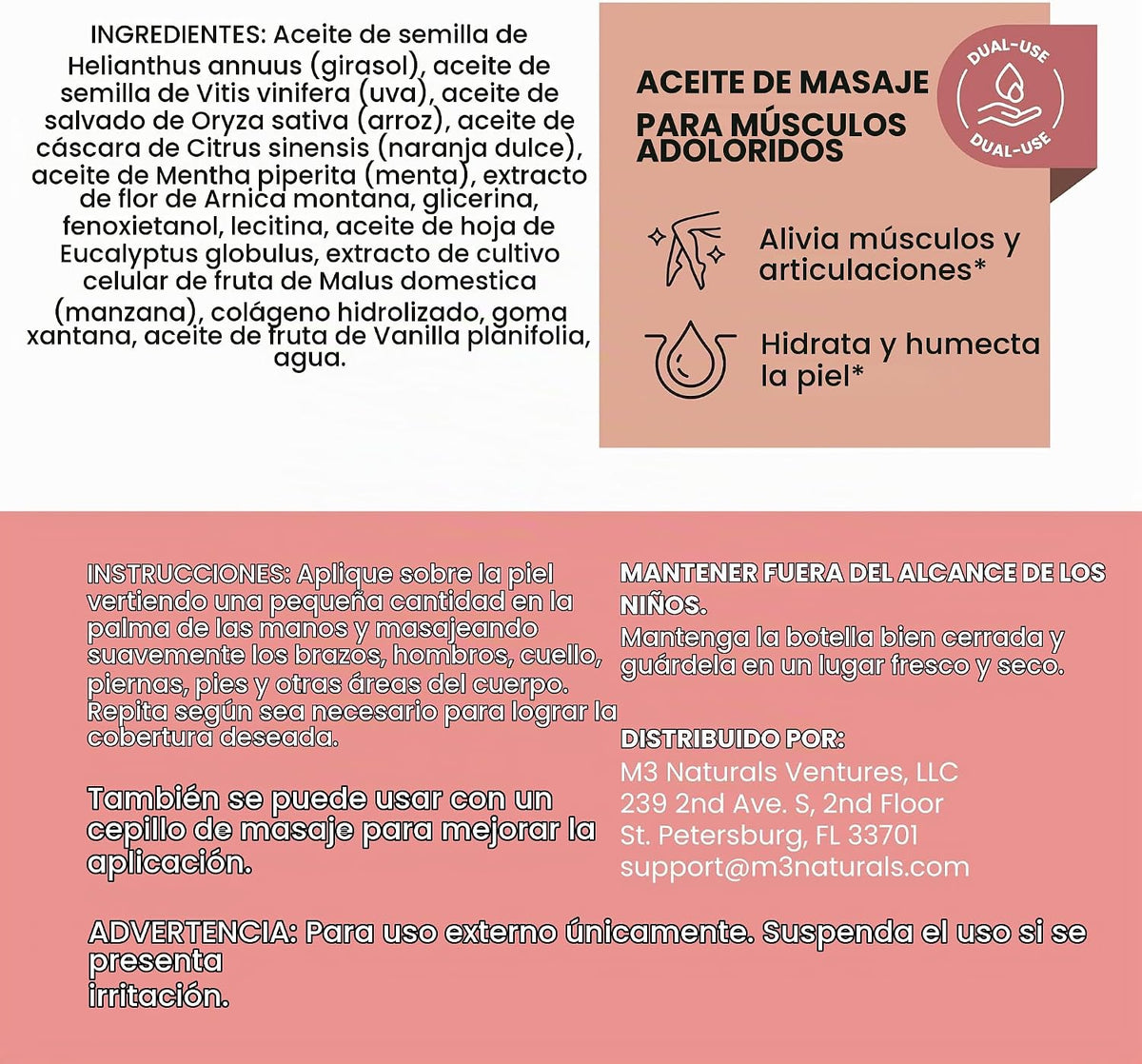 Aceite de masaje de árnica para músculos doloridos con colágeno, cé...