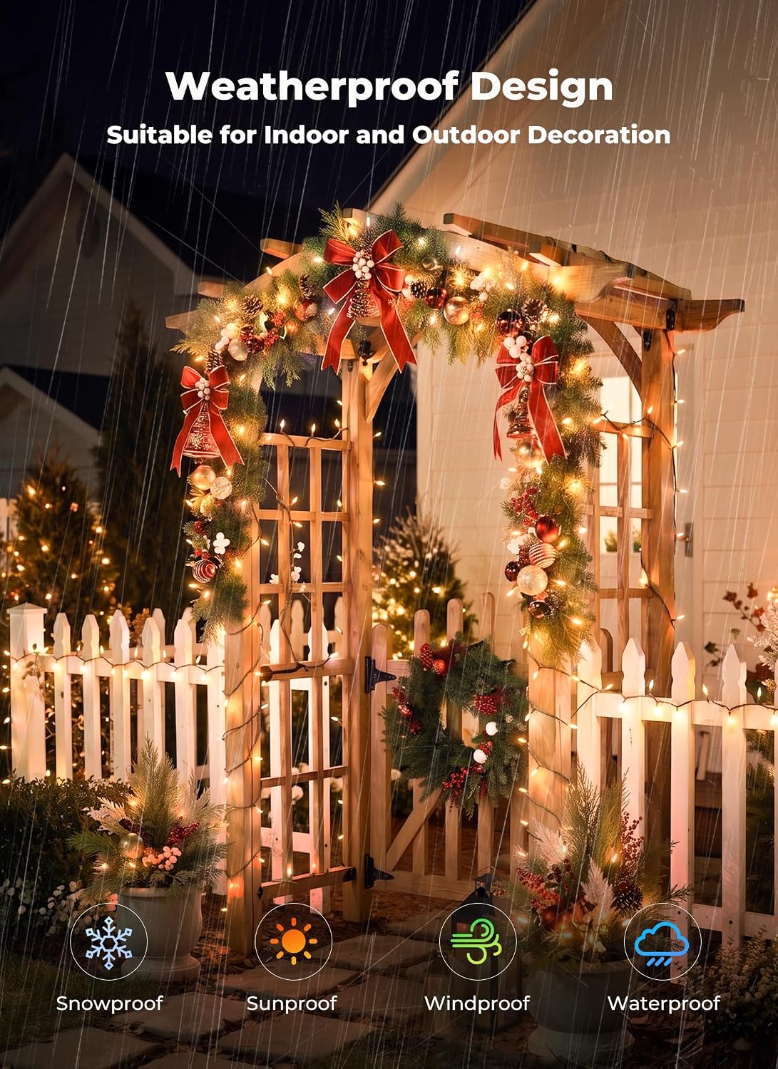 Brightown Luces de árbol de Navidad, 108 pies, 300 luces LED transp...