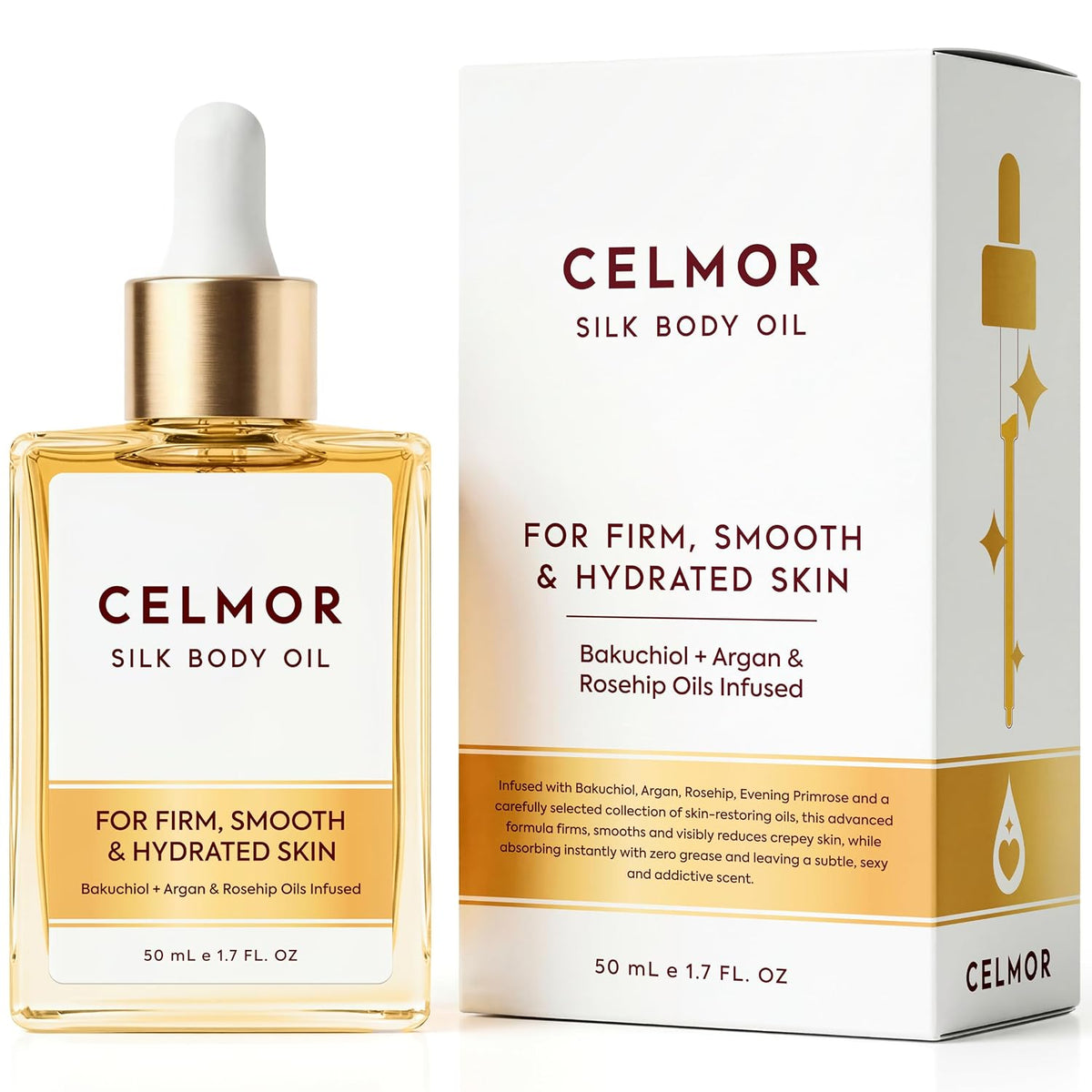 CELMOR Aceite corporal de seda para mujer | Antienvejecimiento, rea...
