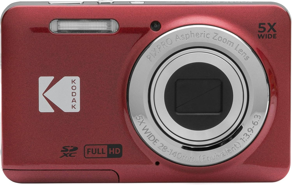 Kodak PIXPRO FZ55 - Cámara digital roja de 16 MP con zoom óptico 5X...