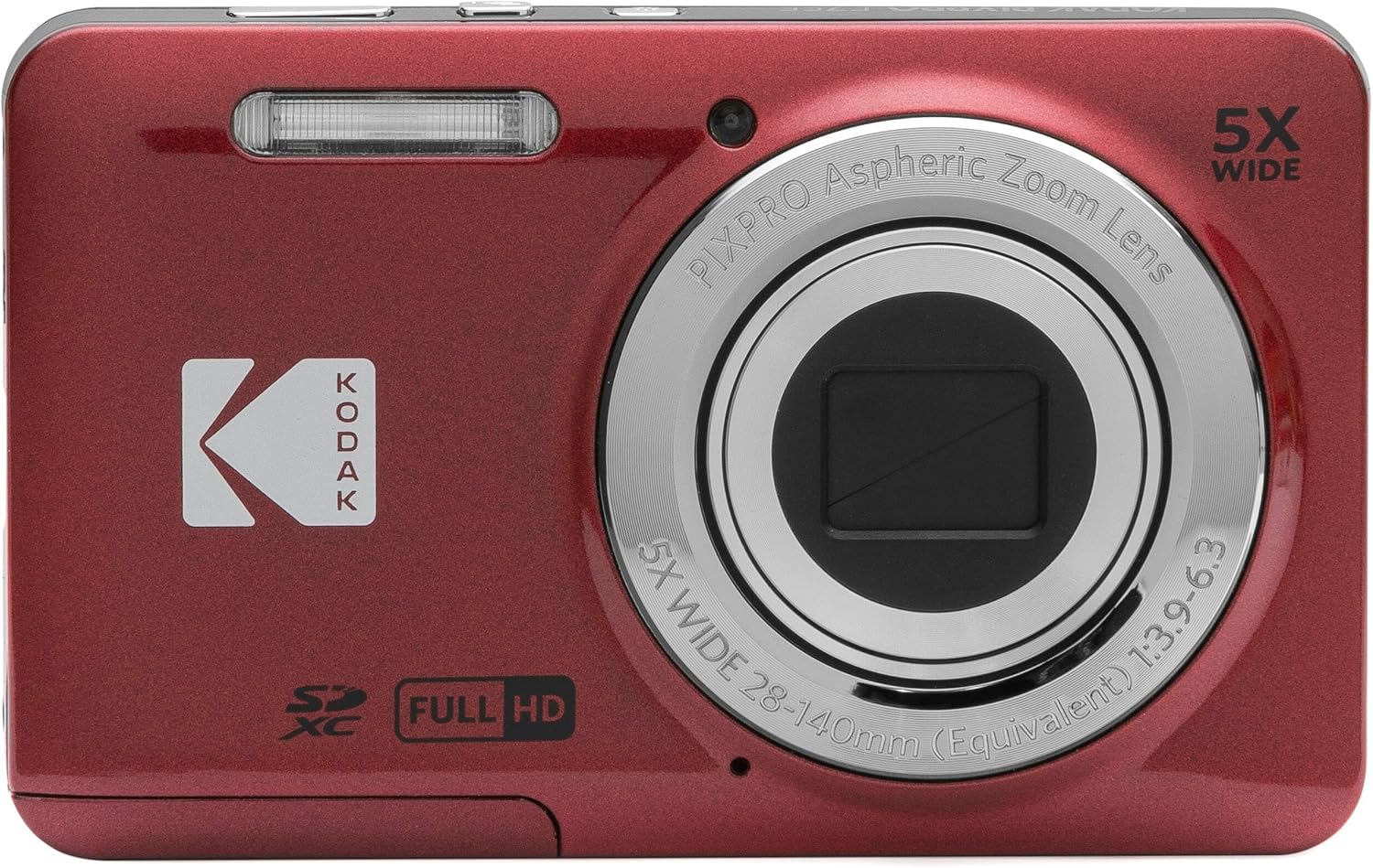 Kodak PIXPRO FZ55 - Cámara digital roja de 16 MP con zoom óptico 5X...