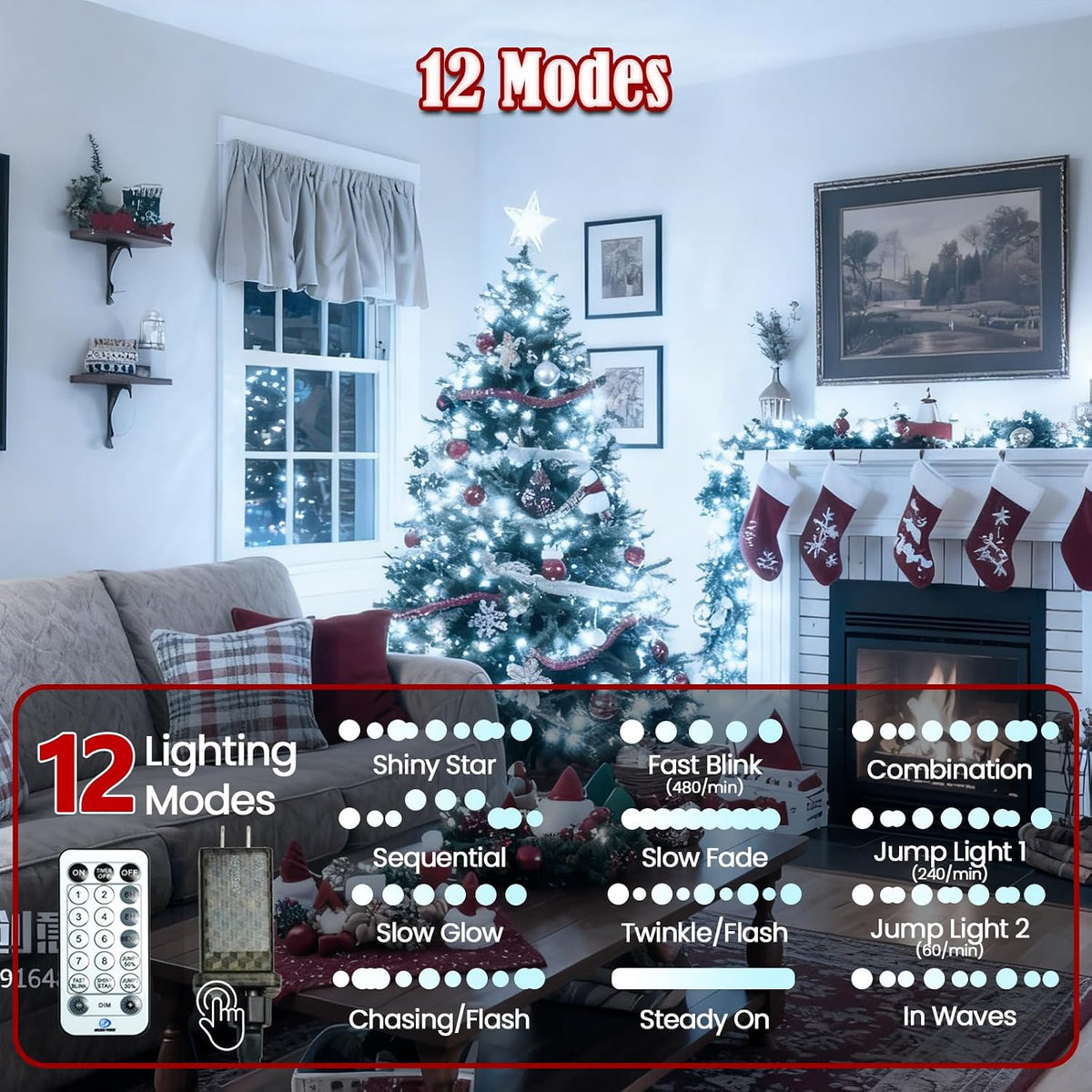 Guirnalda de luces navideñas con control por voz de 88 pies y 240 L...