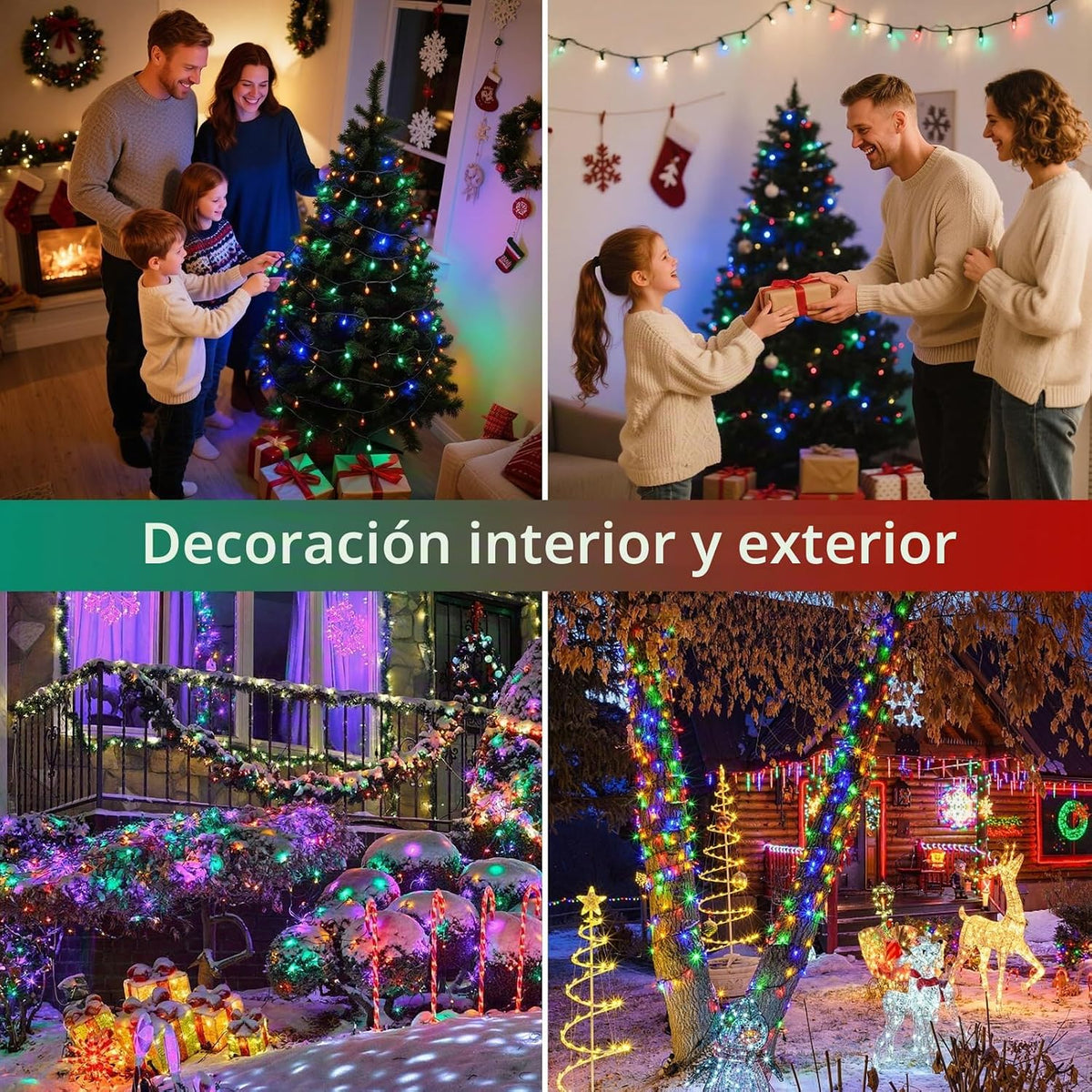 Chuya Luces de Navidad al aire libre interior,Luces de árbol de Nav...