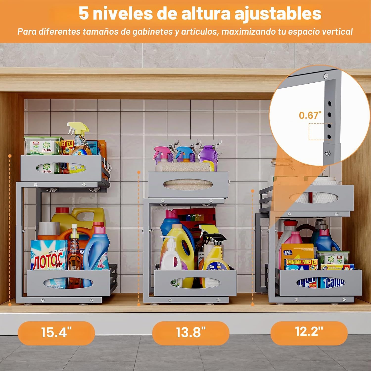 Organizador para debajo del fregadero, organizadores y almacenamien...