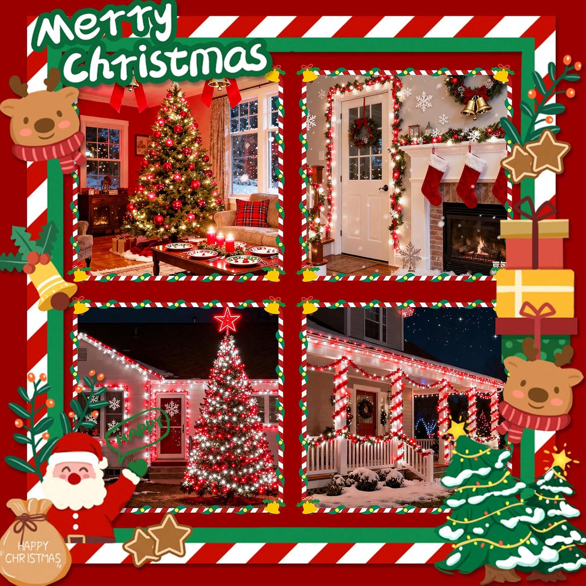 Tira de luces de Navidad con control por voz, 88 pies, 240 LED, con...