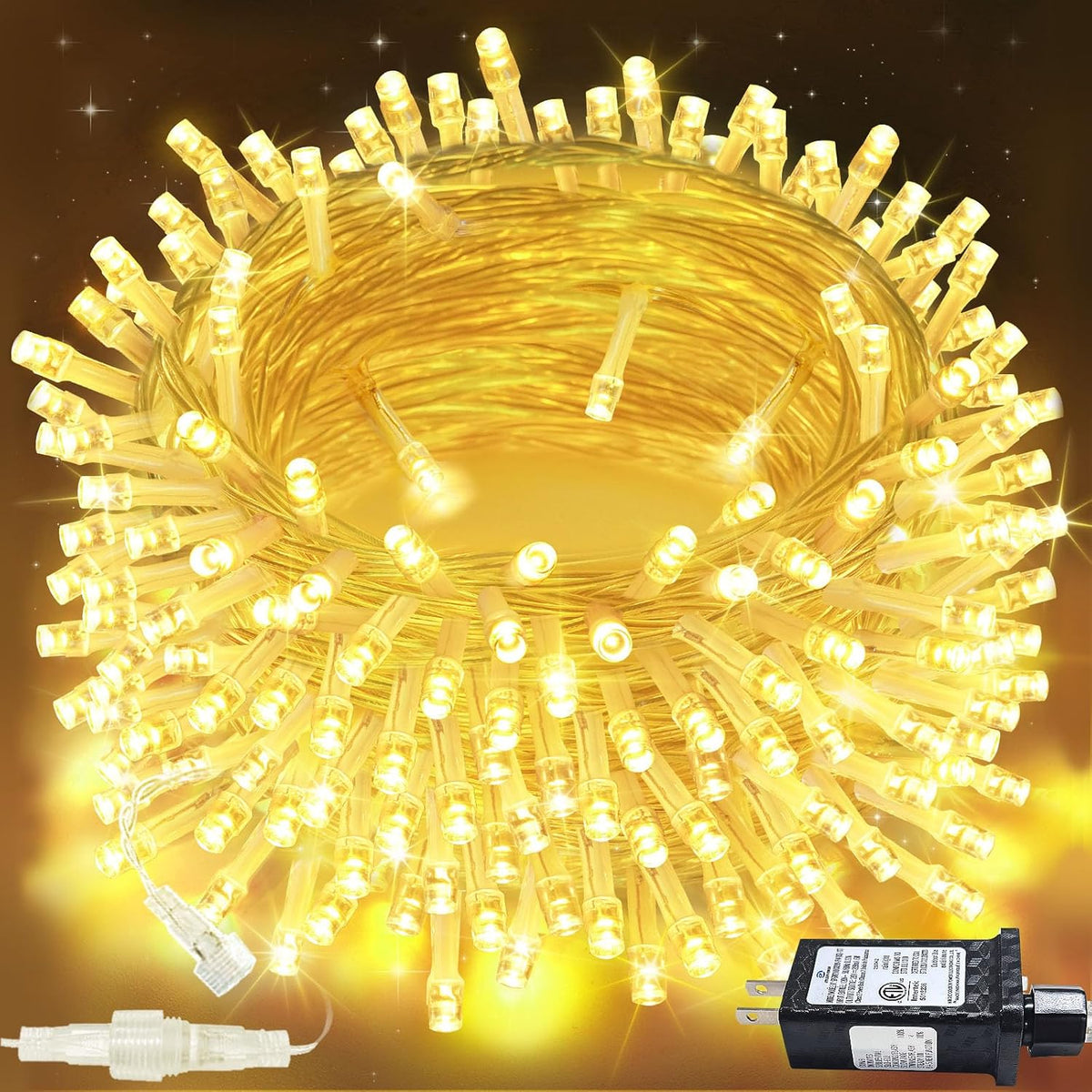 Guirnalda de 200 luces LED conectables, luces de Navidad de 66 pies...