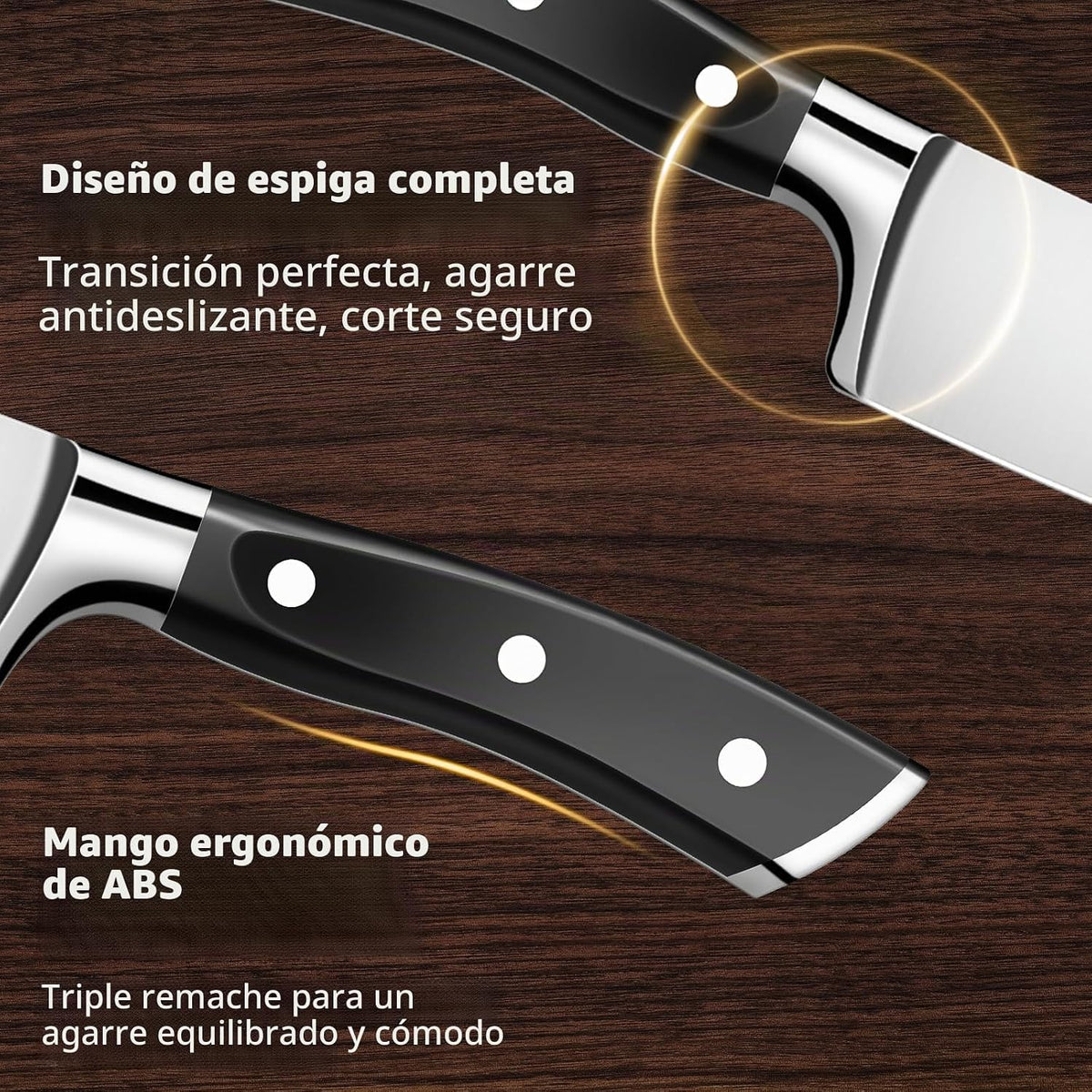 OAKSWARE Juego de cuchillos de cocina 3 piezas, cuchillos de chef a...