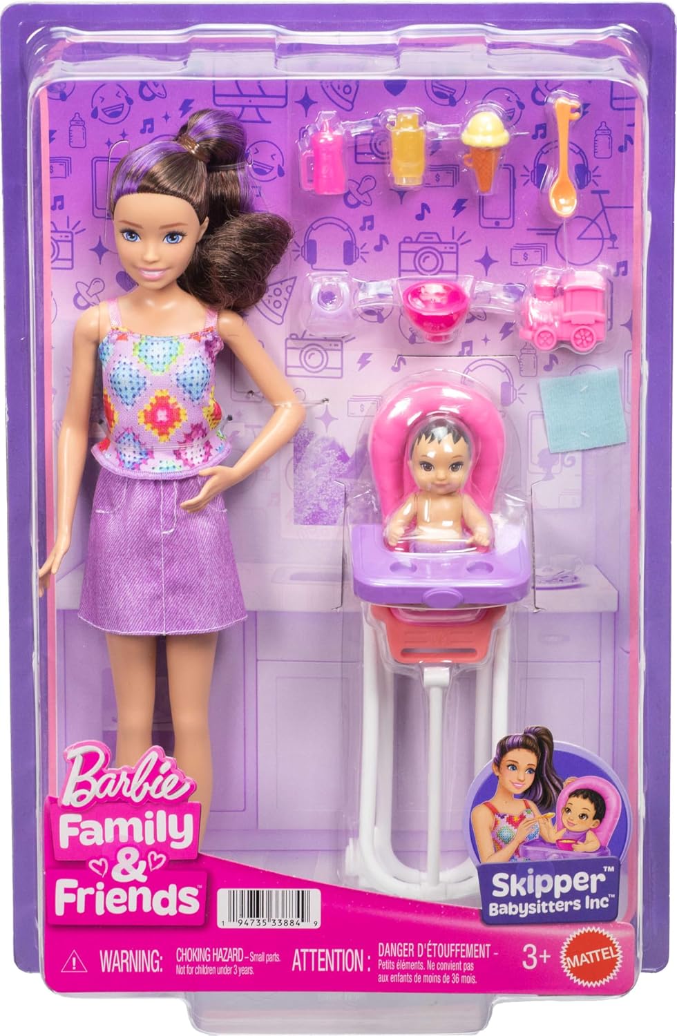 Barbie Skipper Babysitters Inc. Juego con muñeca morena con cola de...