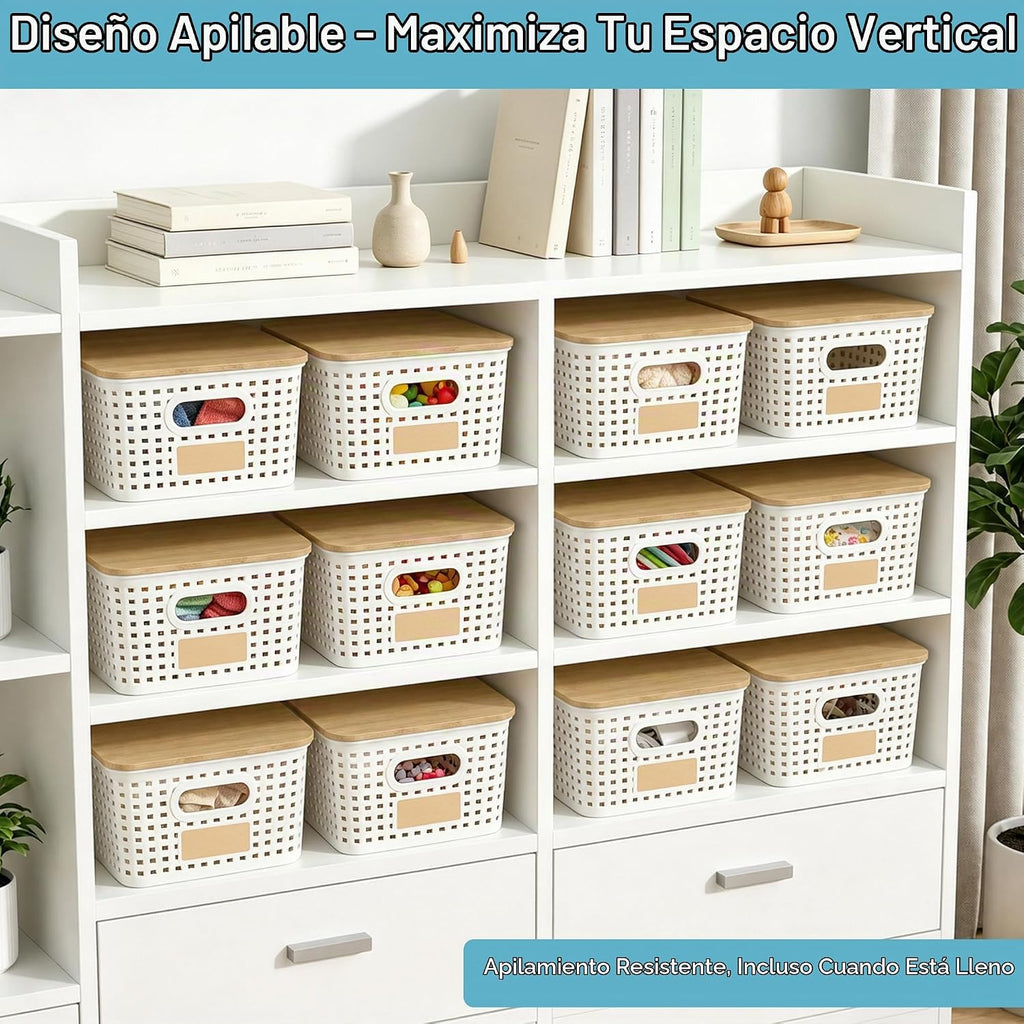 Bagnizer Contenedores pequeños de plástico con tapas de bambú de 5....