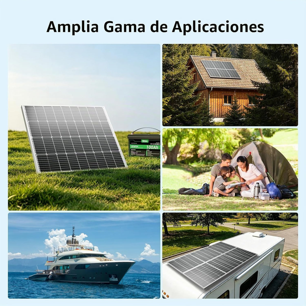 Panel solar HQST 100W 12V, 9BB, 23% de alta eficiencia, celdas de...
