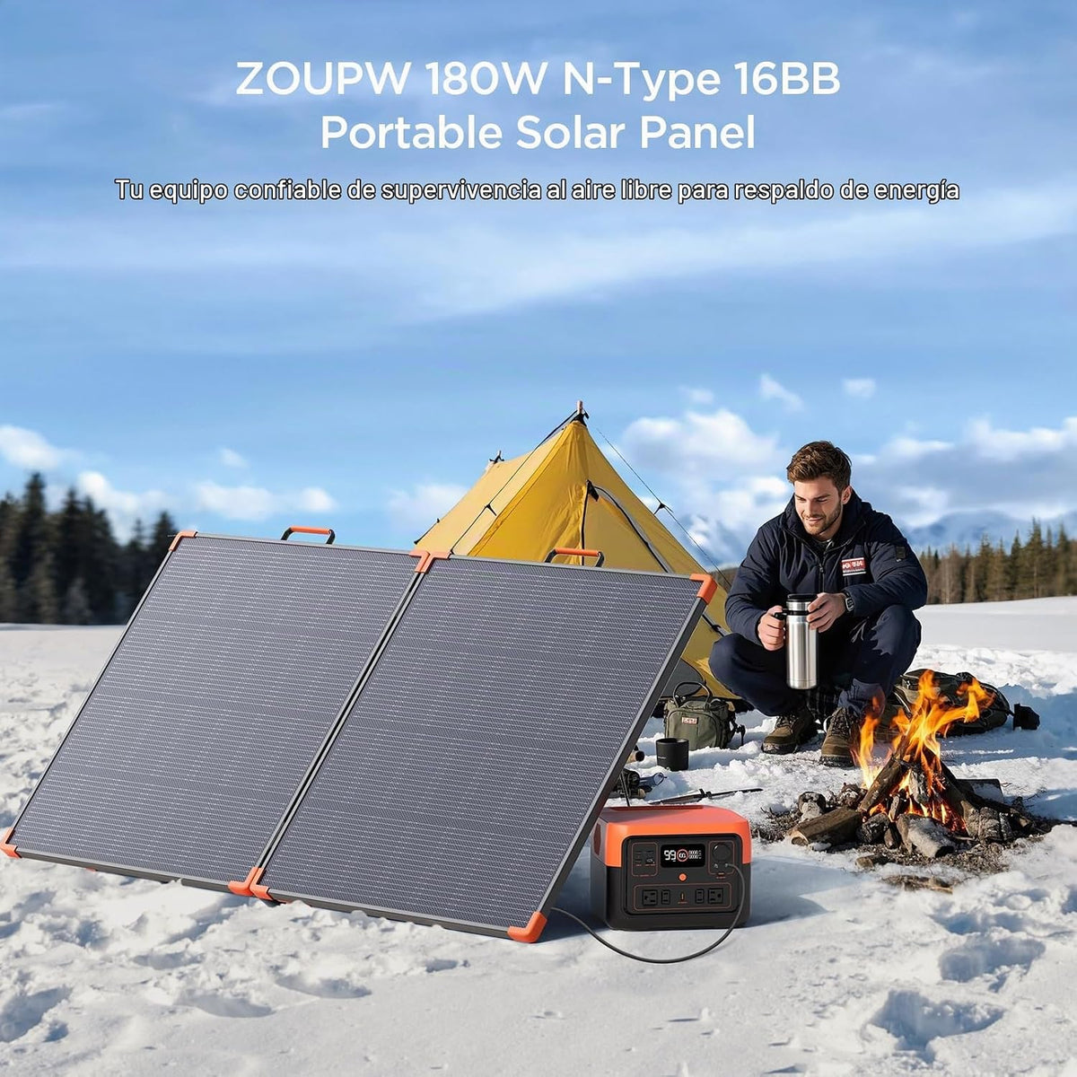 ZOUPW Panel solar portátil 180W tipo N 16BB para central eléctrica...