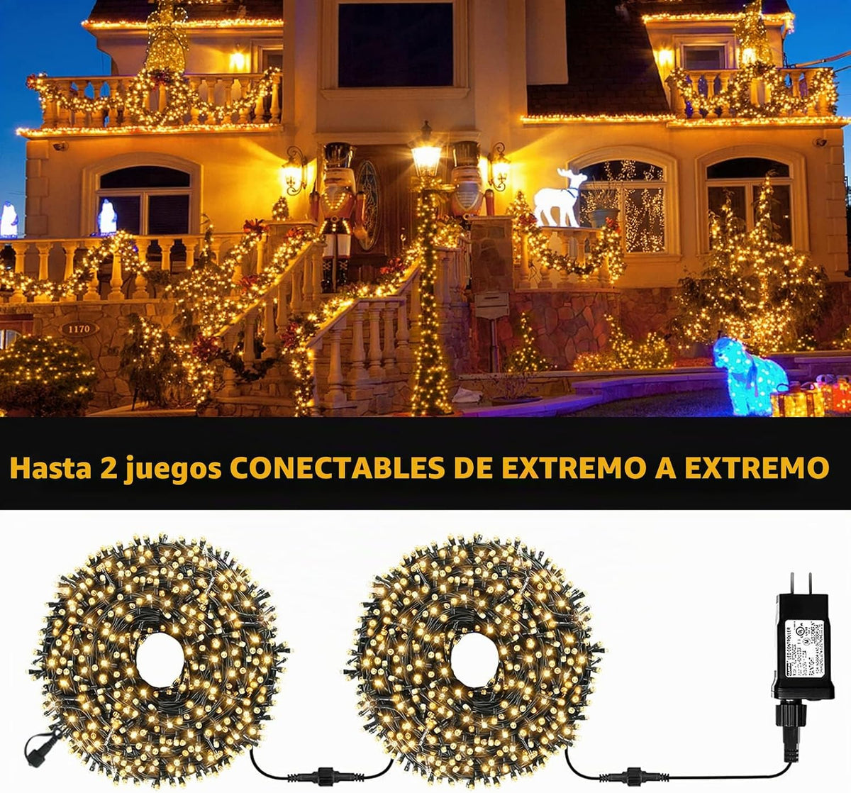 VTECHOLOGY Guirnalda de luces de Navidad para interiores y exterior...