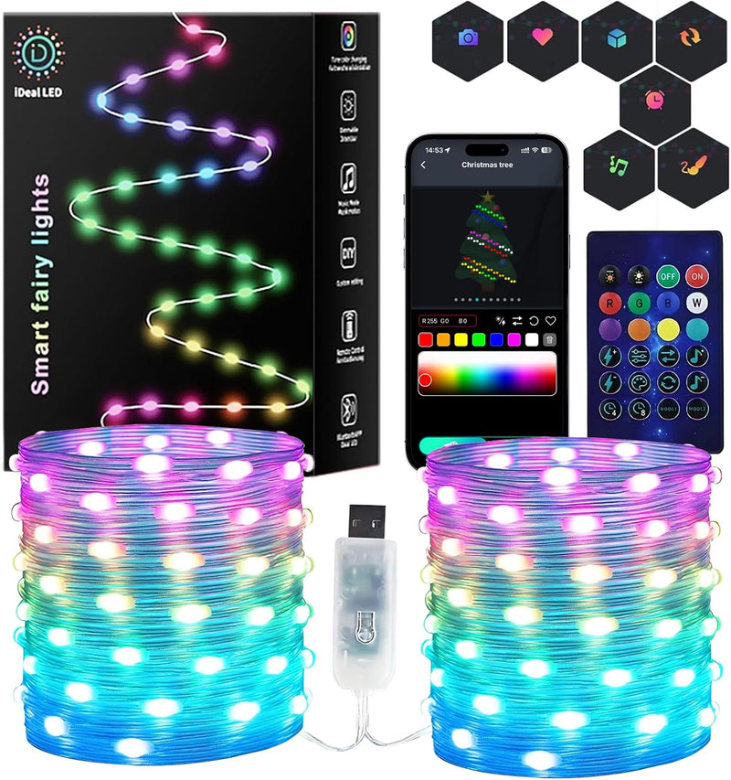Super RGB Guirnalda de luces inteligentes de 131.2 pies, 400 luces...