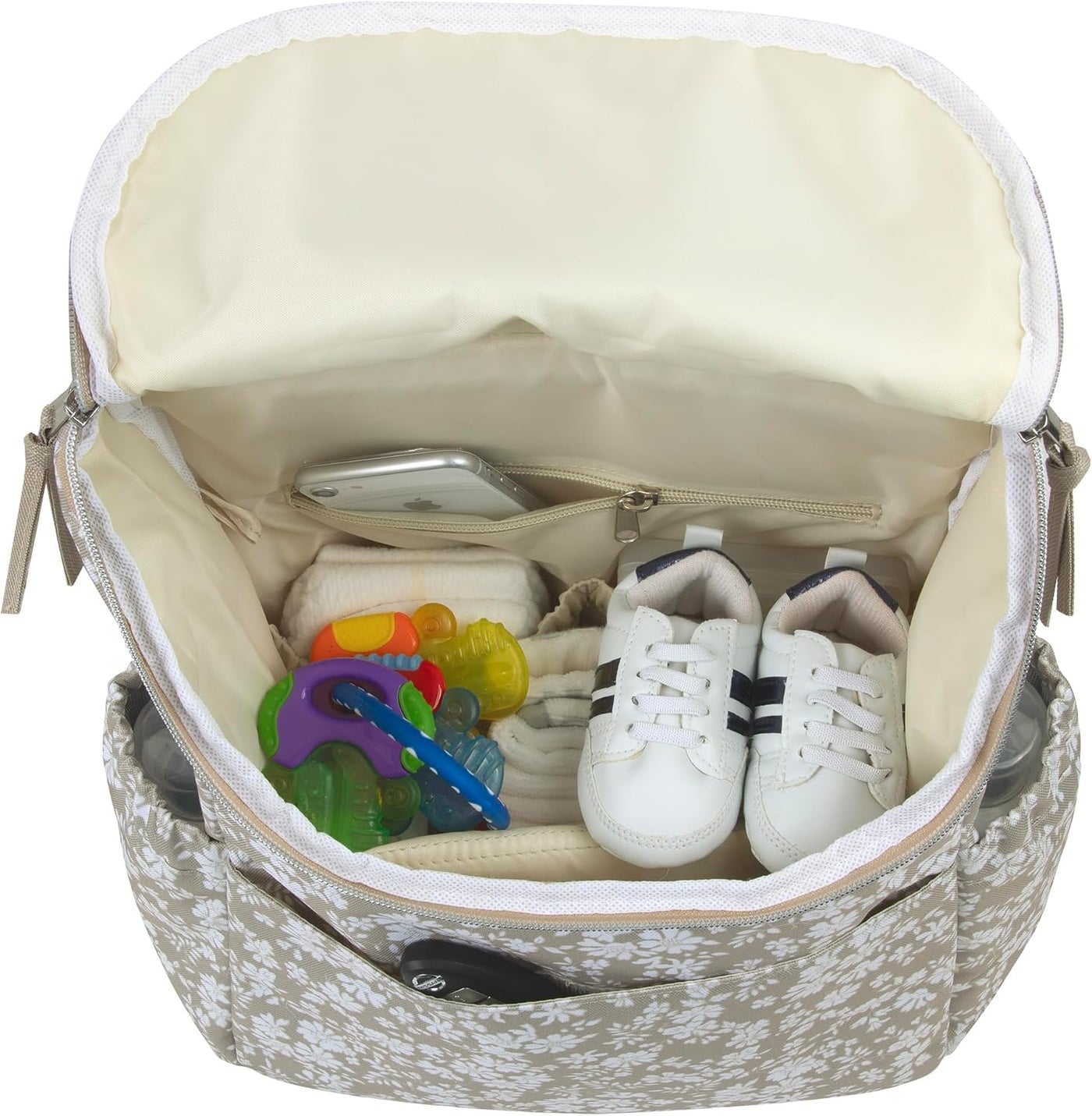 Mochila multifuncional floral para pañales y bolsa de viaje para be...