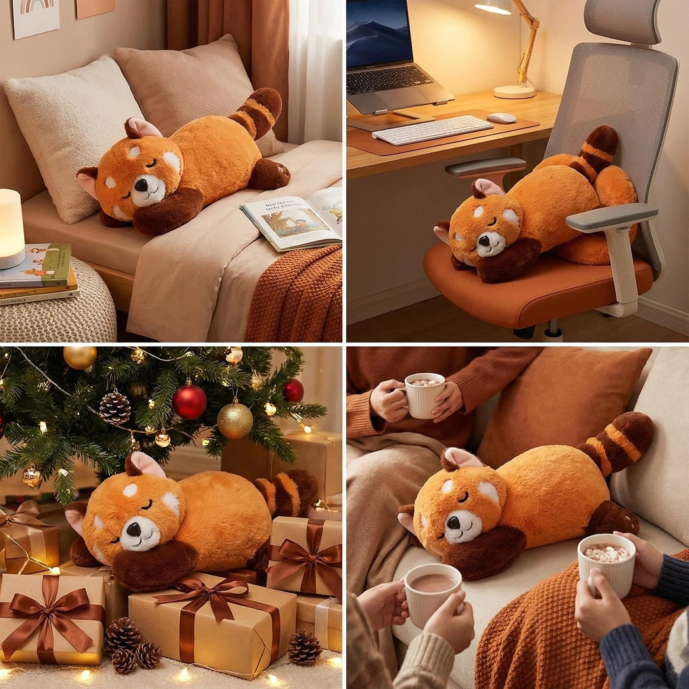 Liraziva Peluche de panda rojo lindo juguete de peluche suave 65cm...
