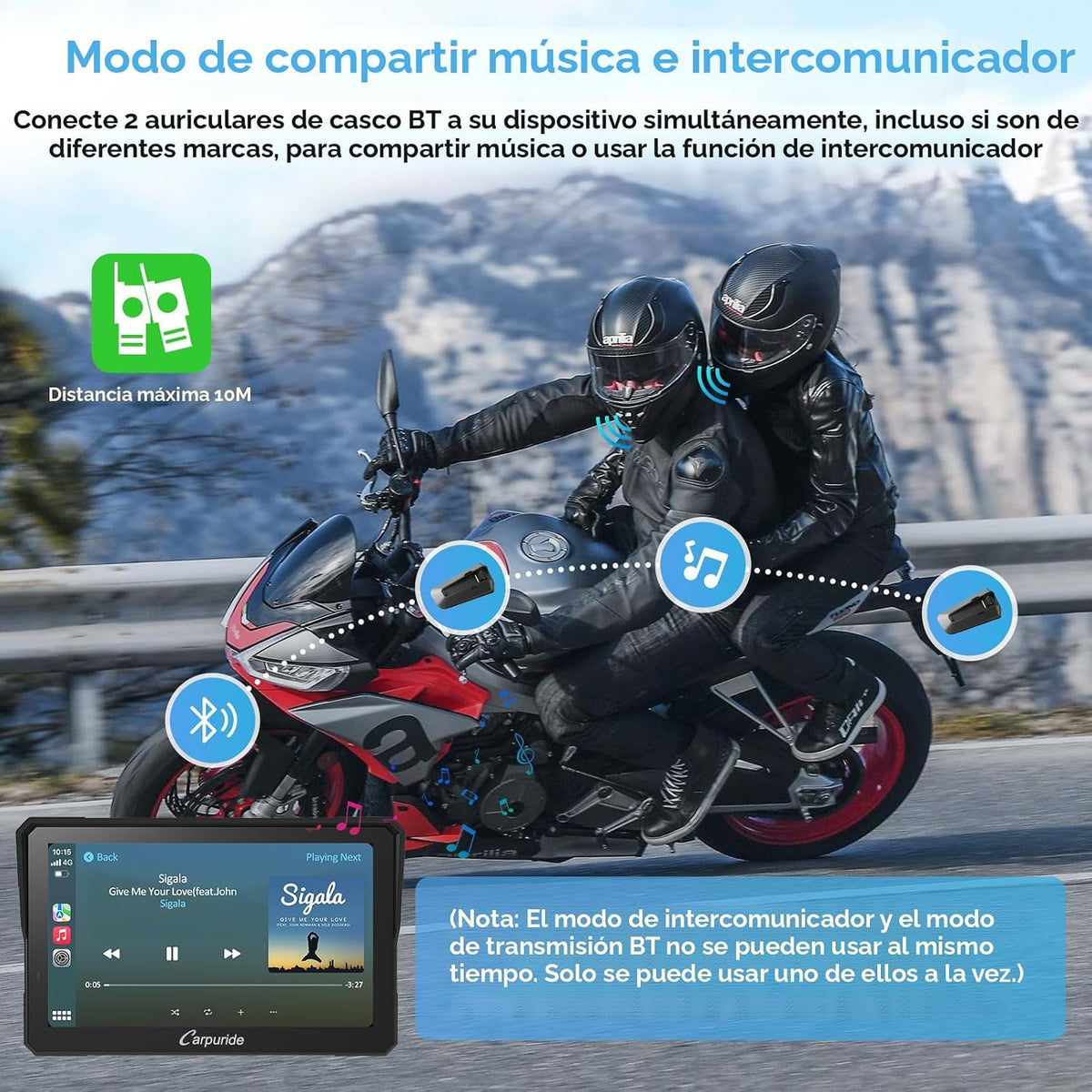 Carpuride W702PRO 7" para motocicleta CarPlay y Android Auto Du...