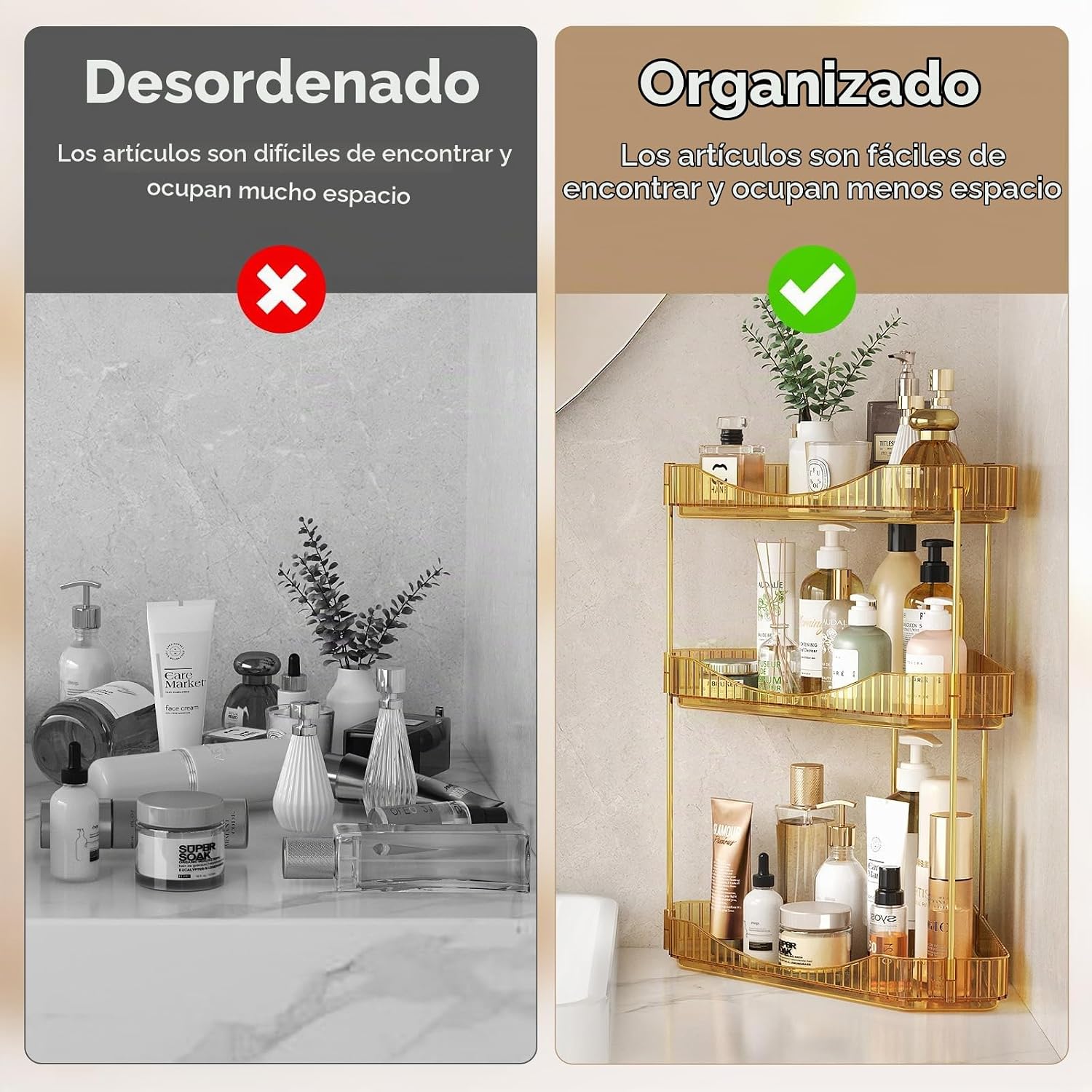 Lifewit Organizador esquinero de 3 niveles para encimera de baño, o...
