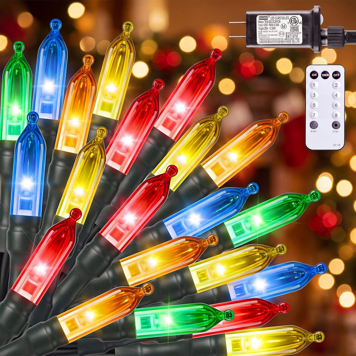 Brightown Tira de luces LED de Navidad, 43.1 pies, 100 luces LED, m...