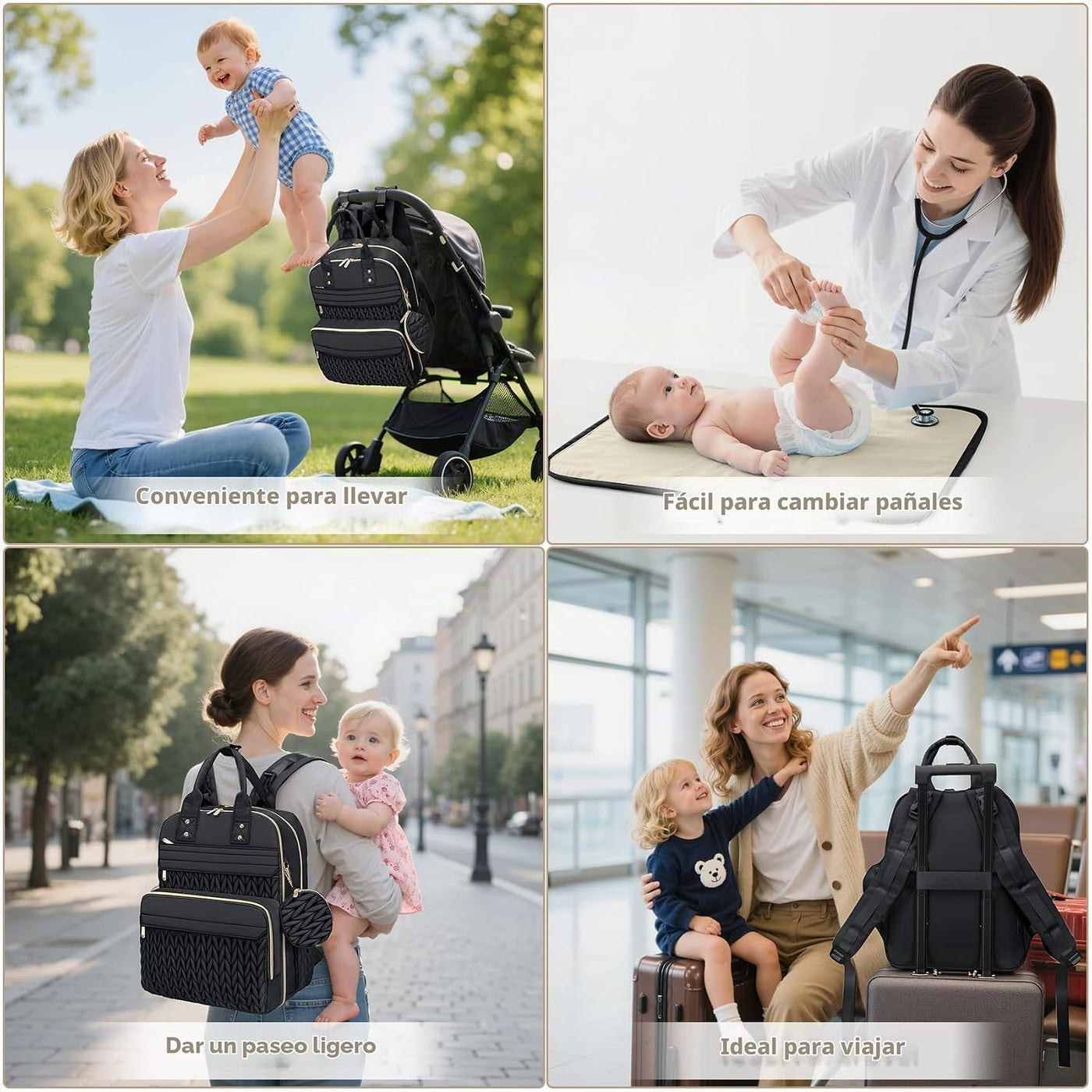 Mochila para pañales CandyHome, elegantes bolsas impermeables para...