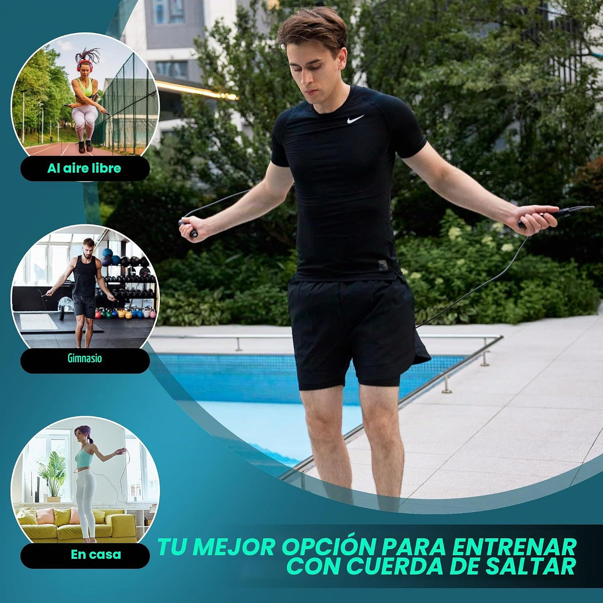 FEECCO - Cuerda de saltar con peso de 1\/2 libra para boxeo, cardio...