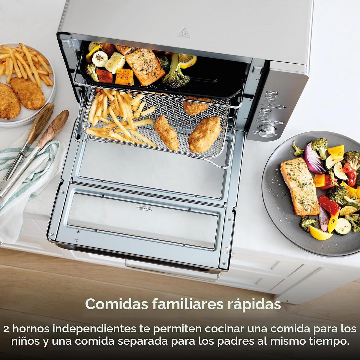 Ninja Horno de encimera de doble pila XL y freidora de aire con sis...