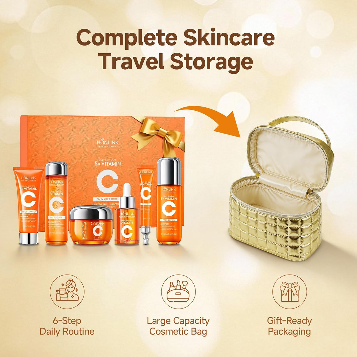 Paquete de regalo de cuidado de la piel con vitamina C + bolsa de c...