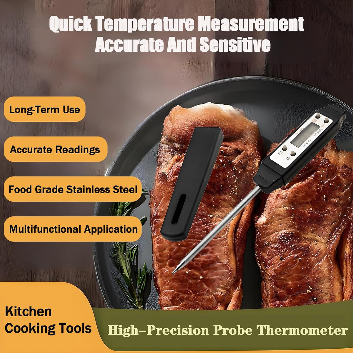 Ausenzup Termómetro para Carne - Termómetro Digital para Alimentos...