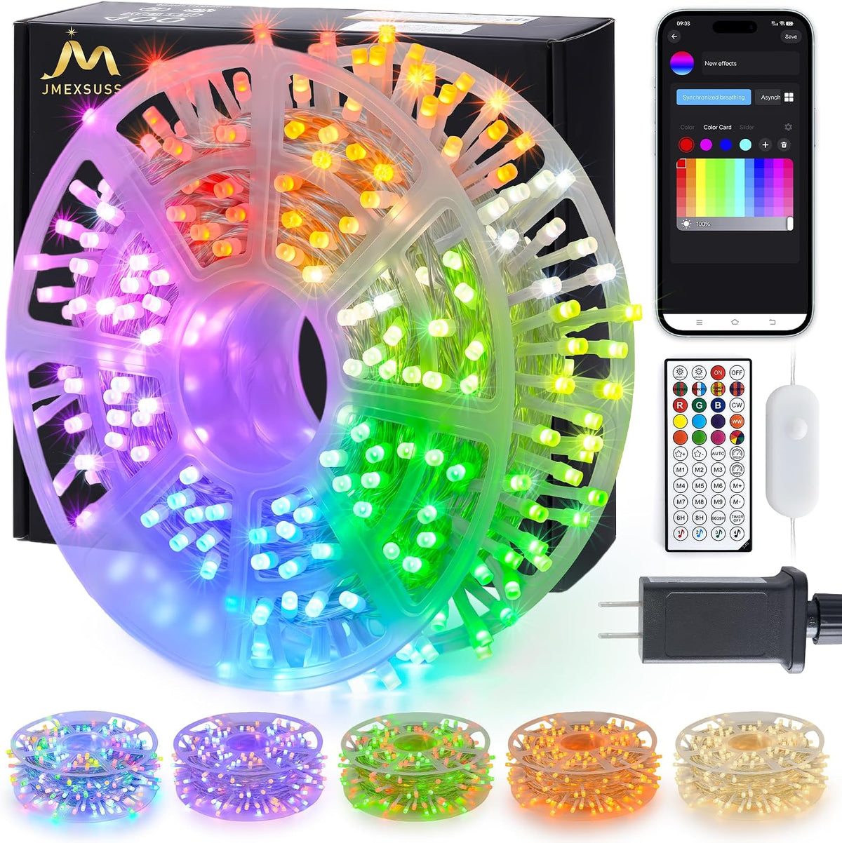 JMEXSUSS Cadena de 400 luces LED RGB para interiores para dormitori...