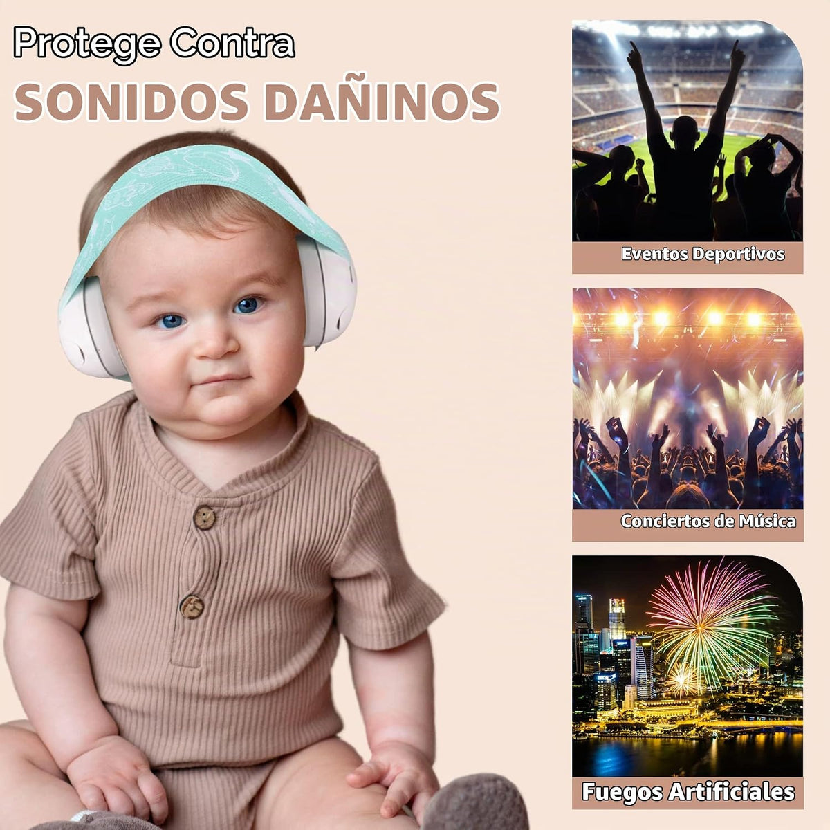 Kiddieware Auriculares con cancelación de ruido para bebés, orejera...