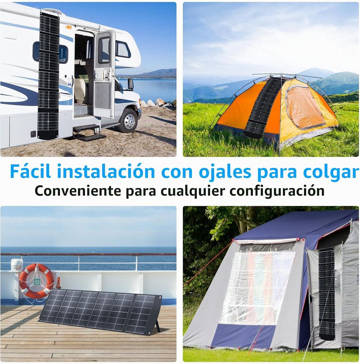 Ecosonique 200W Panel solar plegable portátil MC4 salida para centr...