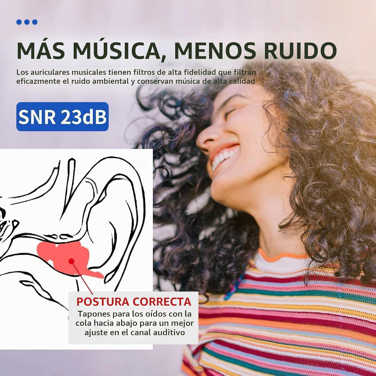 LYSIAN Tapones para los oídos de concierto de alta fidelidad, 23 dB...