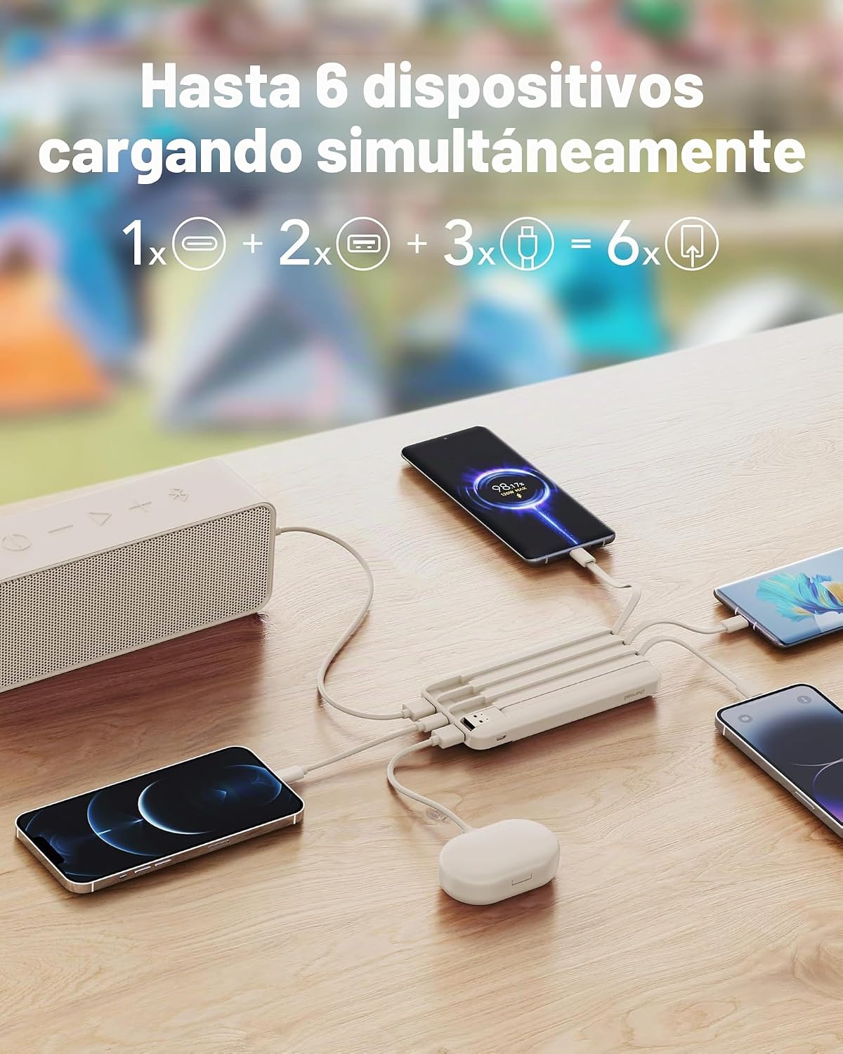 charmast Cargador portátil de banco de energía 10000mAh con 4 cable...