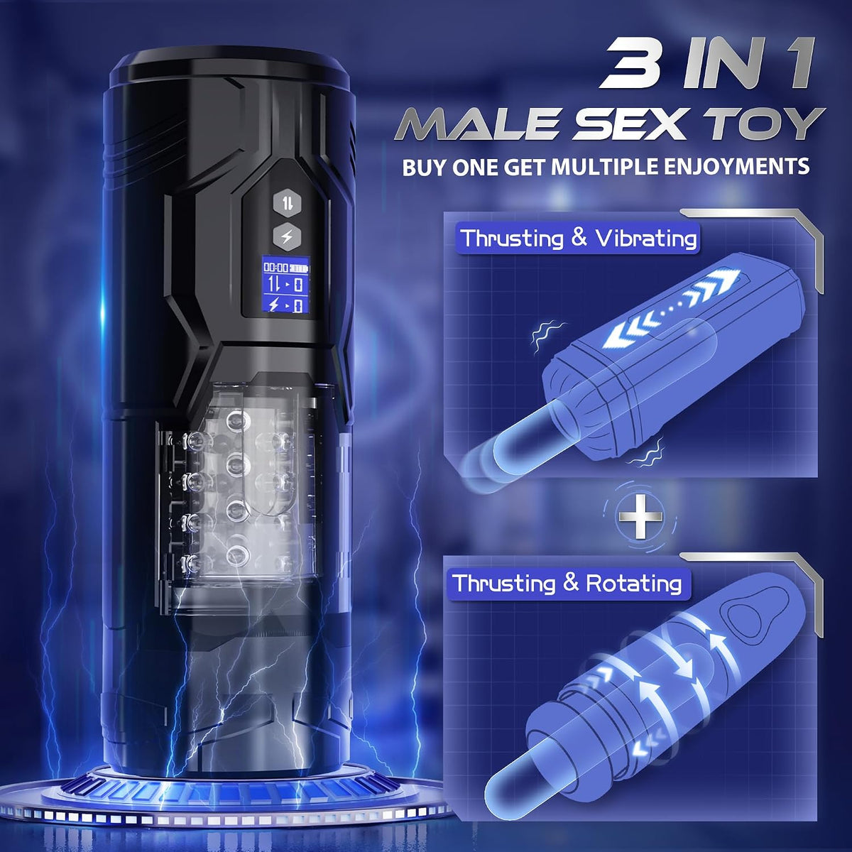 Uoffile Masturbador masculino para hombres, 7 empujes, 7 giratorios...