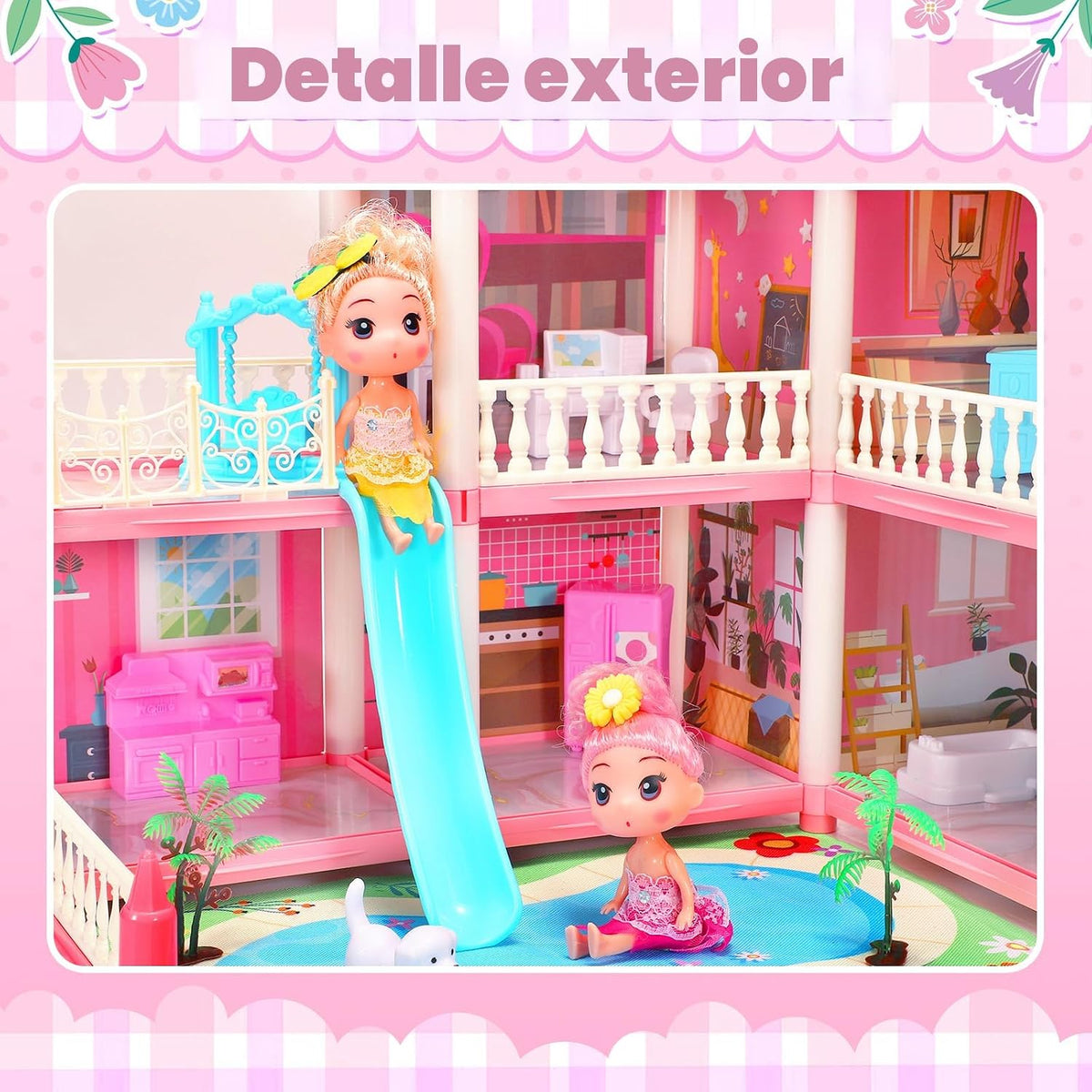 Casa de muñecas AmiDear con 4 pisos y 11 habitaciones, juego de cas...