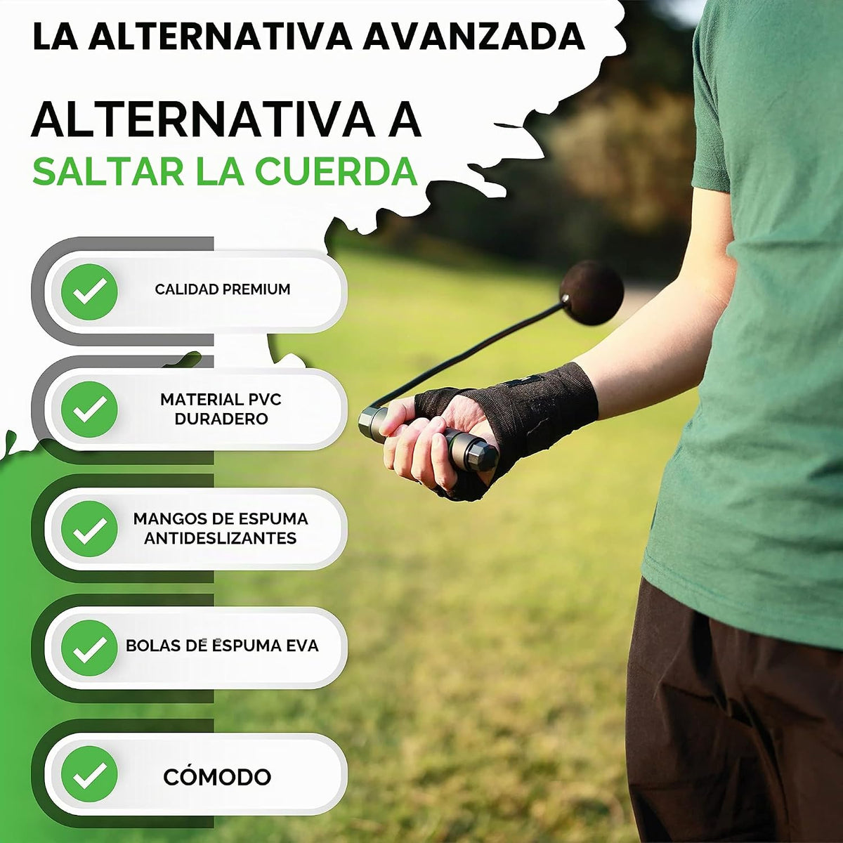 Cuerda de Saltar Inalámbrica con Peso - Cuerdas de Longitud Ajustab...