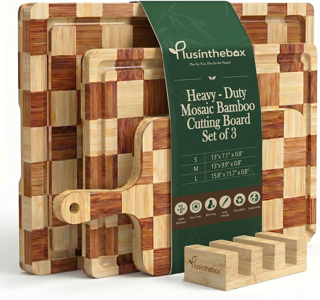 Plusinthebox Tabla de cortar, juego de 3 tablas de cortar resistent...