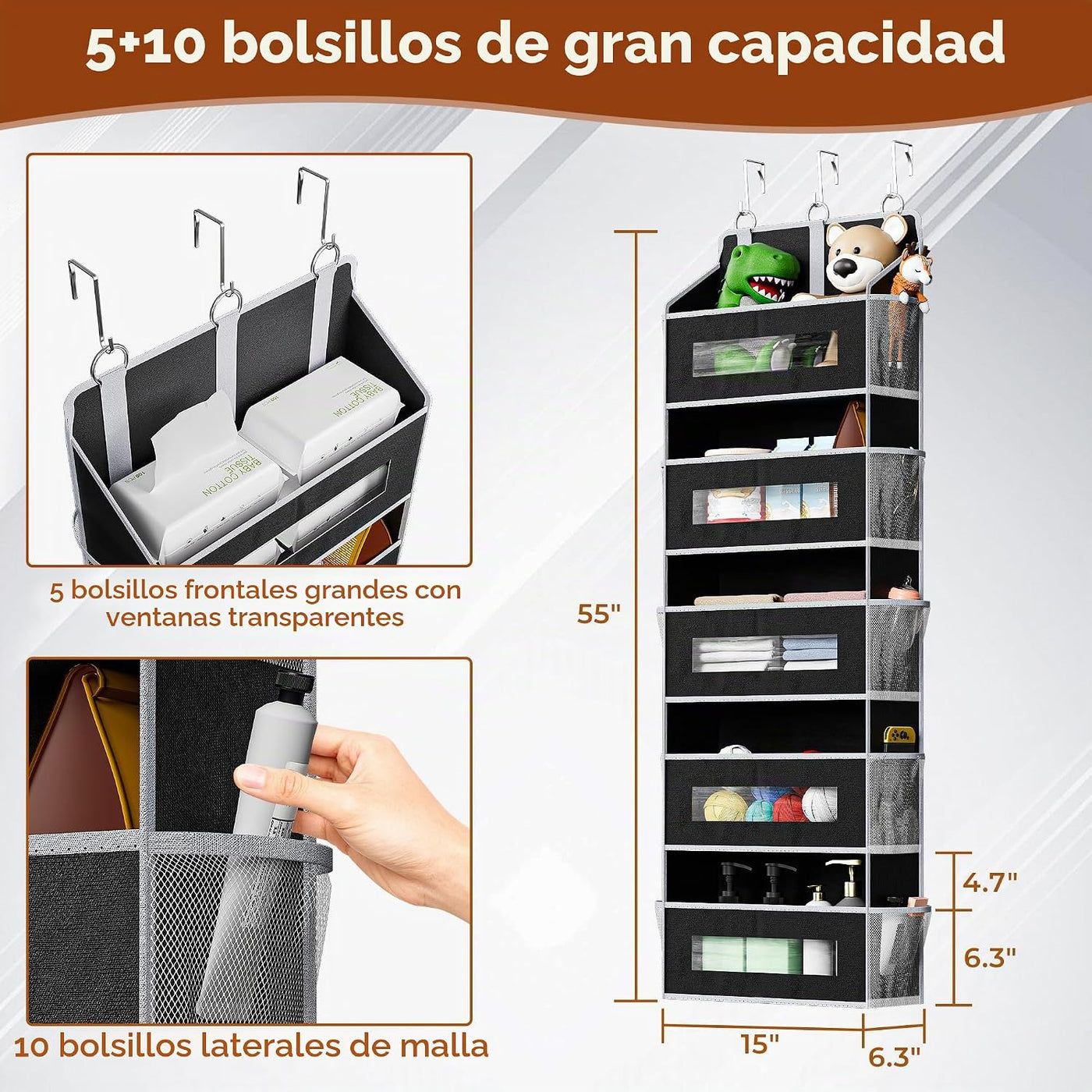 Paquete de 2 organizadores de almacenamiento de 5 niveles sobre la...