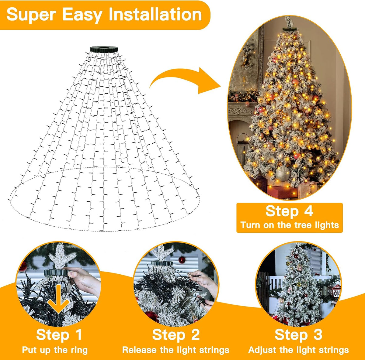 Ollny Luces de árbol de Navidad 400LED 8.2 pies x 16 multicolor y b...