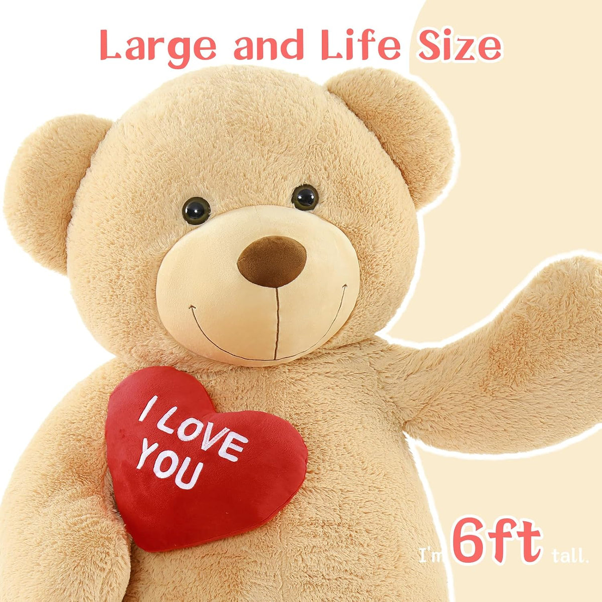 Tezituor - Oso de peluche gigante de 6 pies con corazón "I Love...