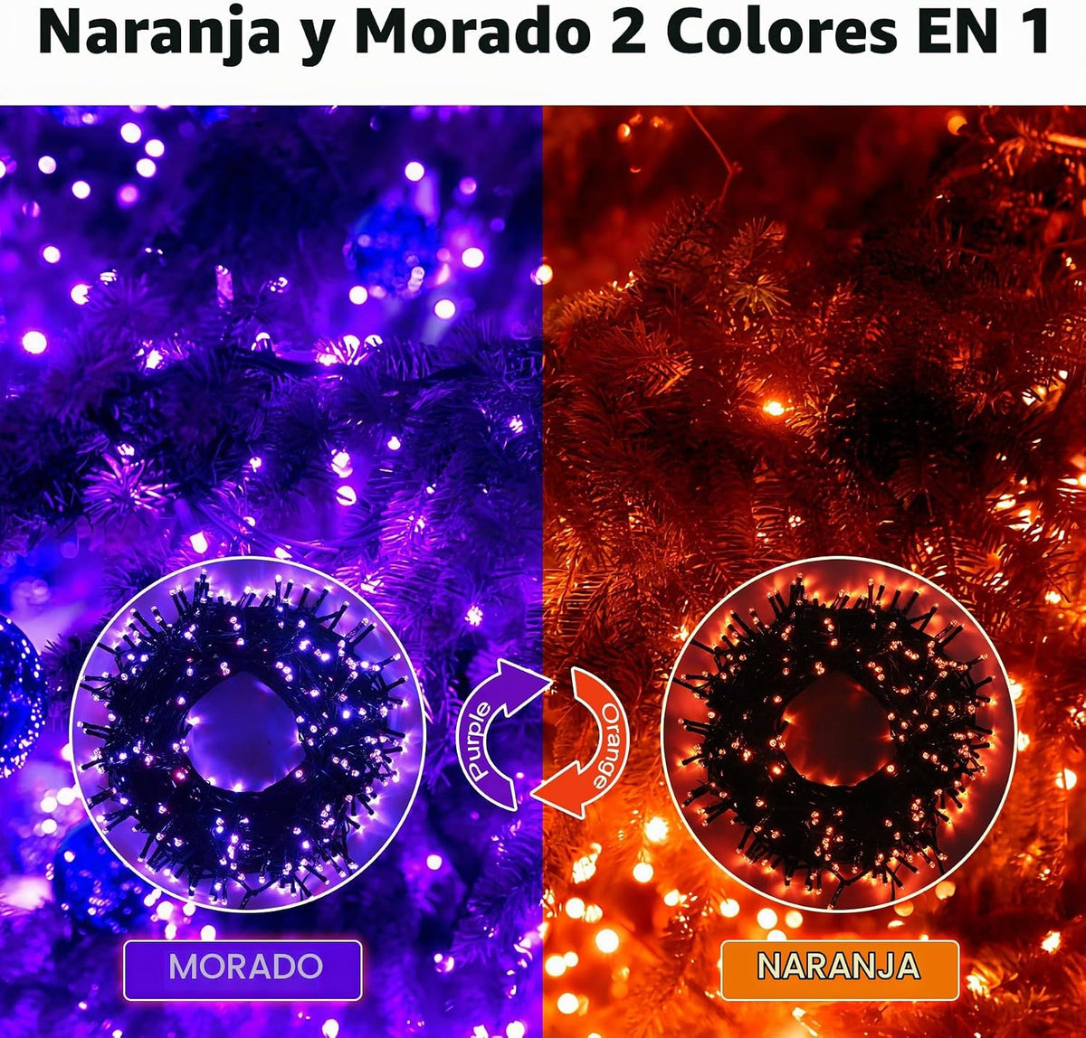 MZD8391 - Luces de Halloween naranjas y moradas para interiores y e...