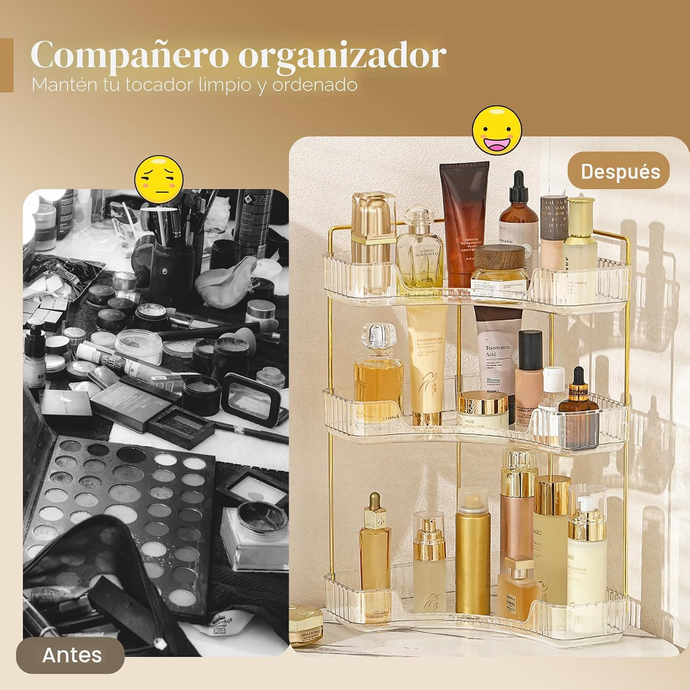 Aveniee Organizador de esquina para mostrador de baño, estante de e...