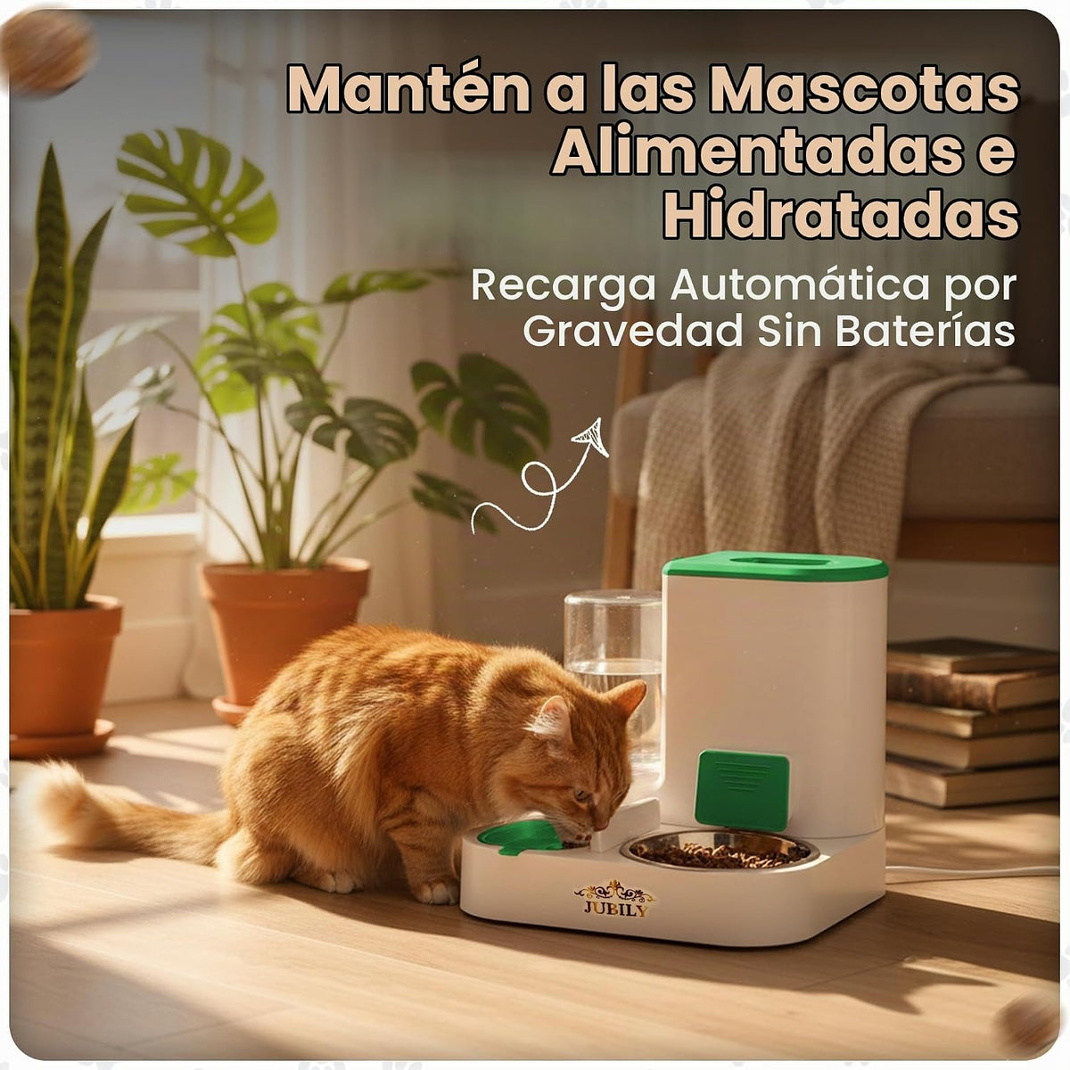 Comedero automático para gatos y dispensador de agua, estación de a...