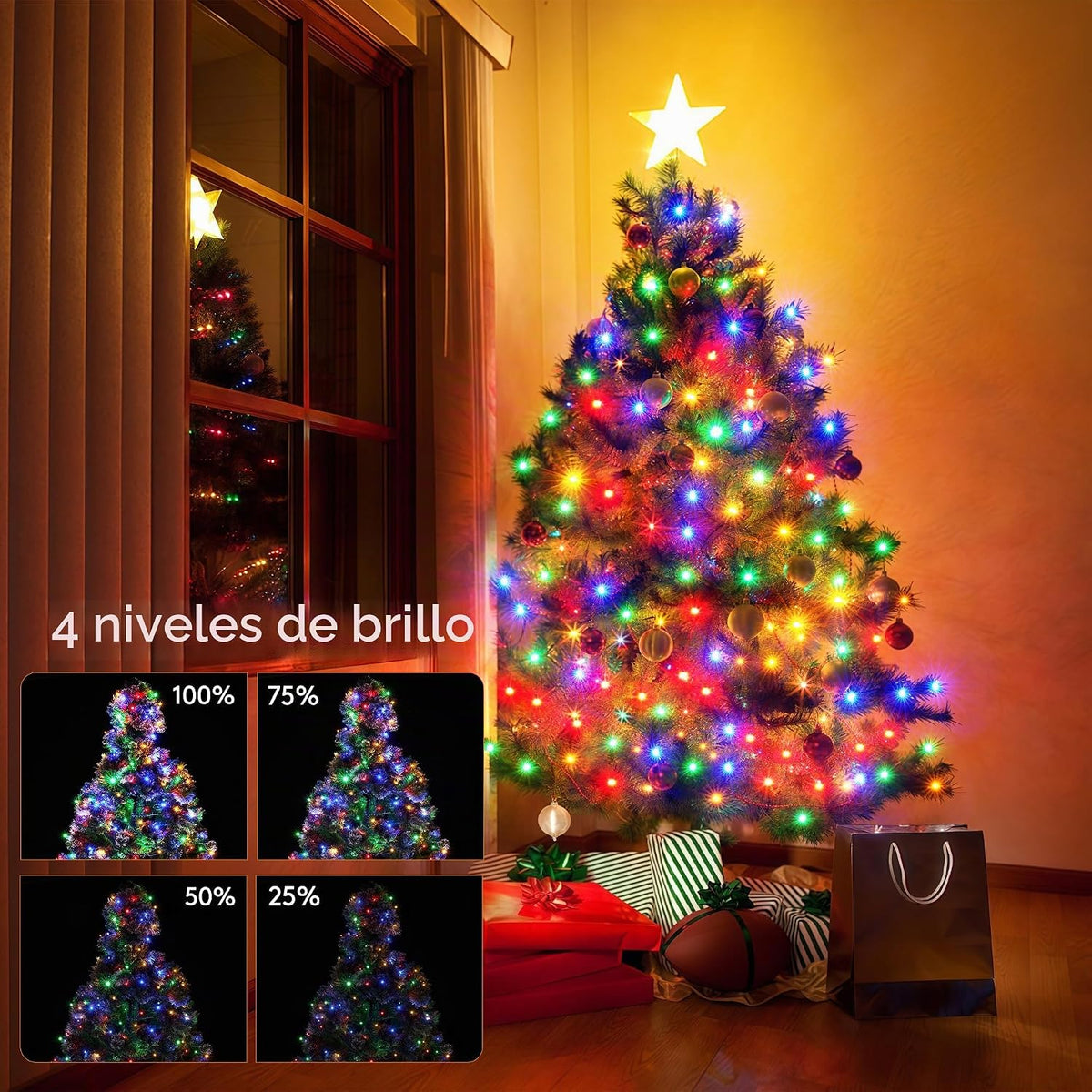 BlcTec - Luces de Navidad, 300 LED, 33 m, certificadas por UL, luce...