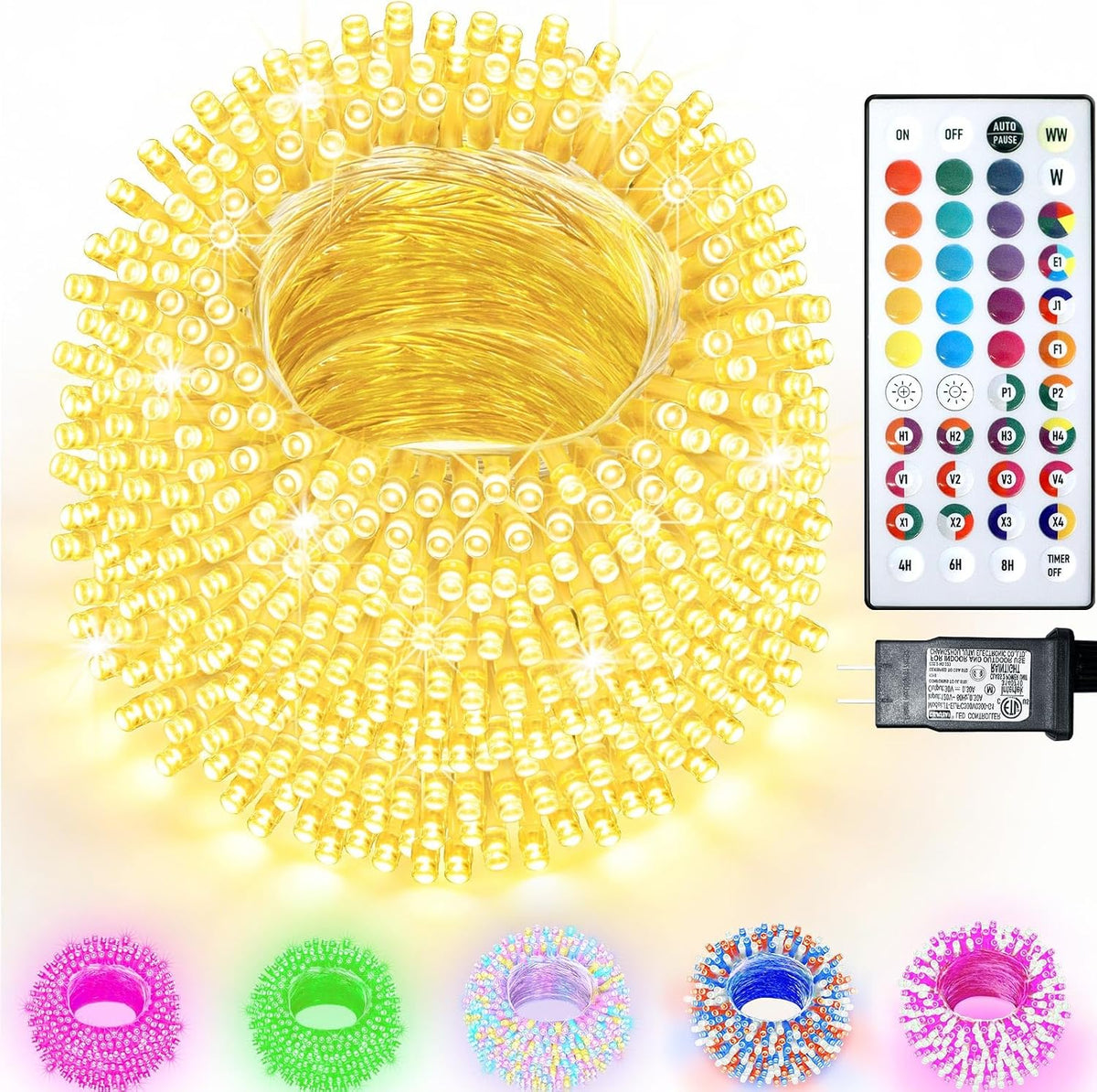 Luces de Navidad de 164 pies con 500 luces LED que cambian de color...