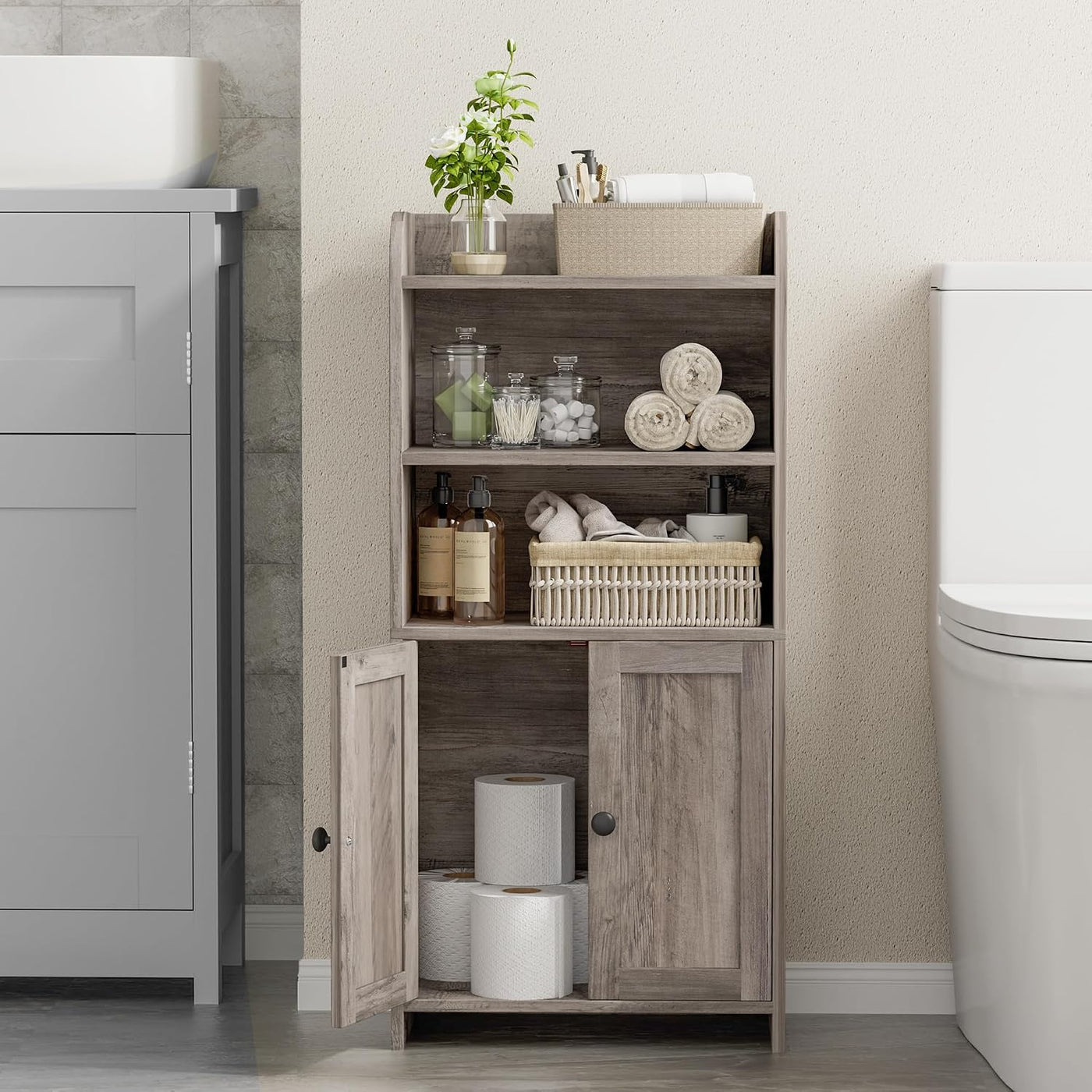 Homhedy Armario de almacenamiento de baño pequeño, almacenamiento i...