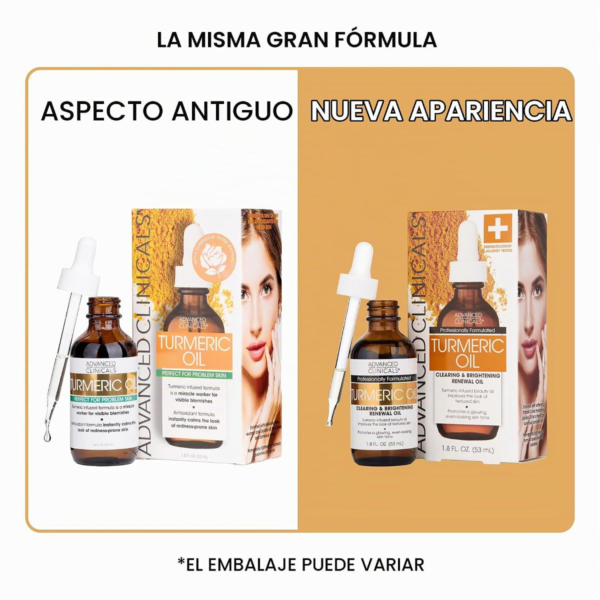 Advanced Clinicals - Suero facial de aceite de cúrcuma. Fórmula hid...