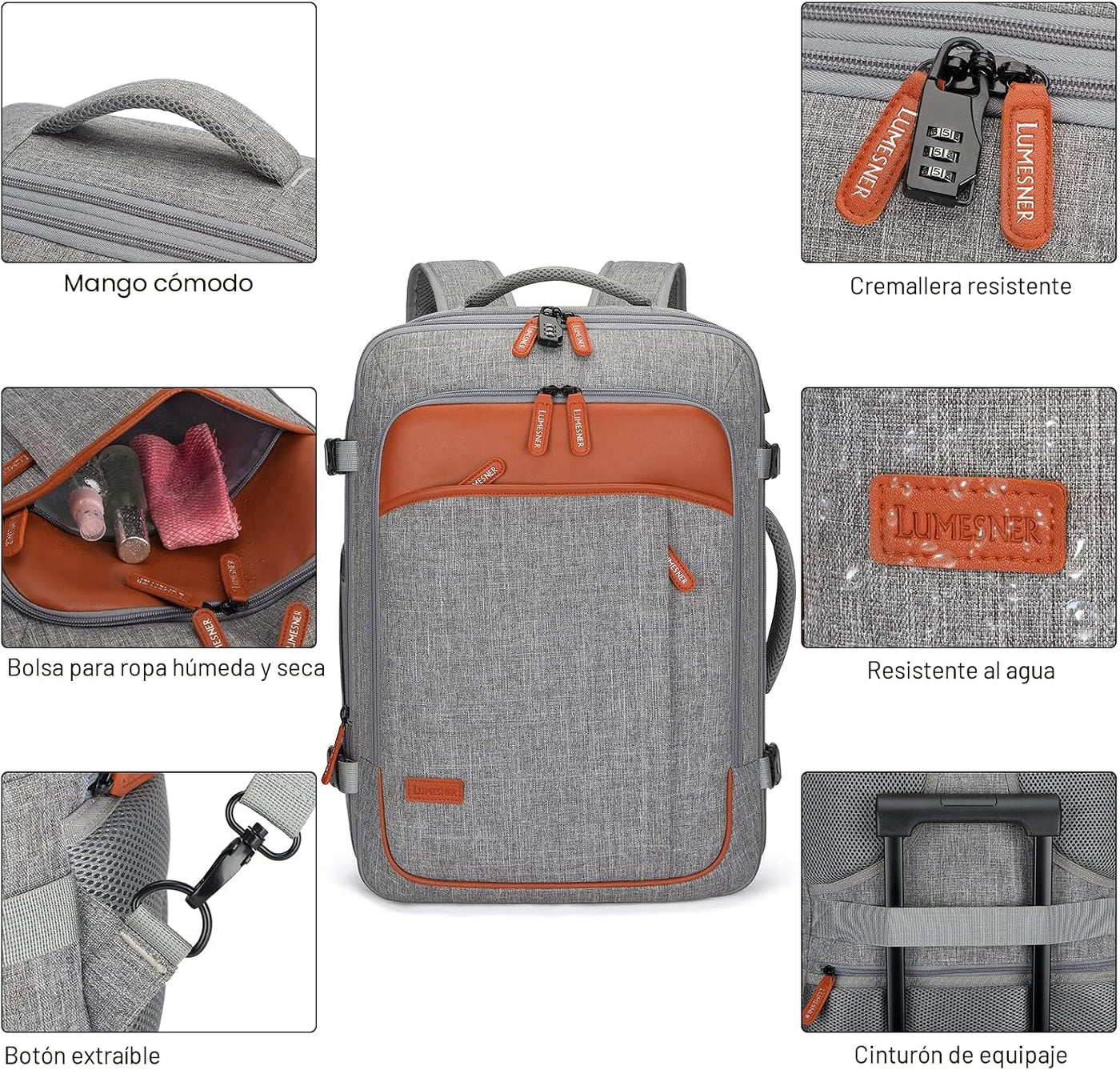 Lumesner Mochila de viaje expandible de 40L con 4 cubos de embalaje...