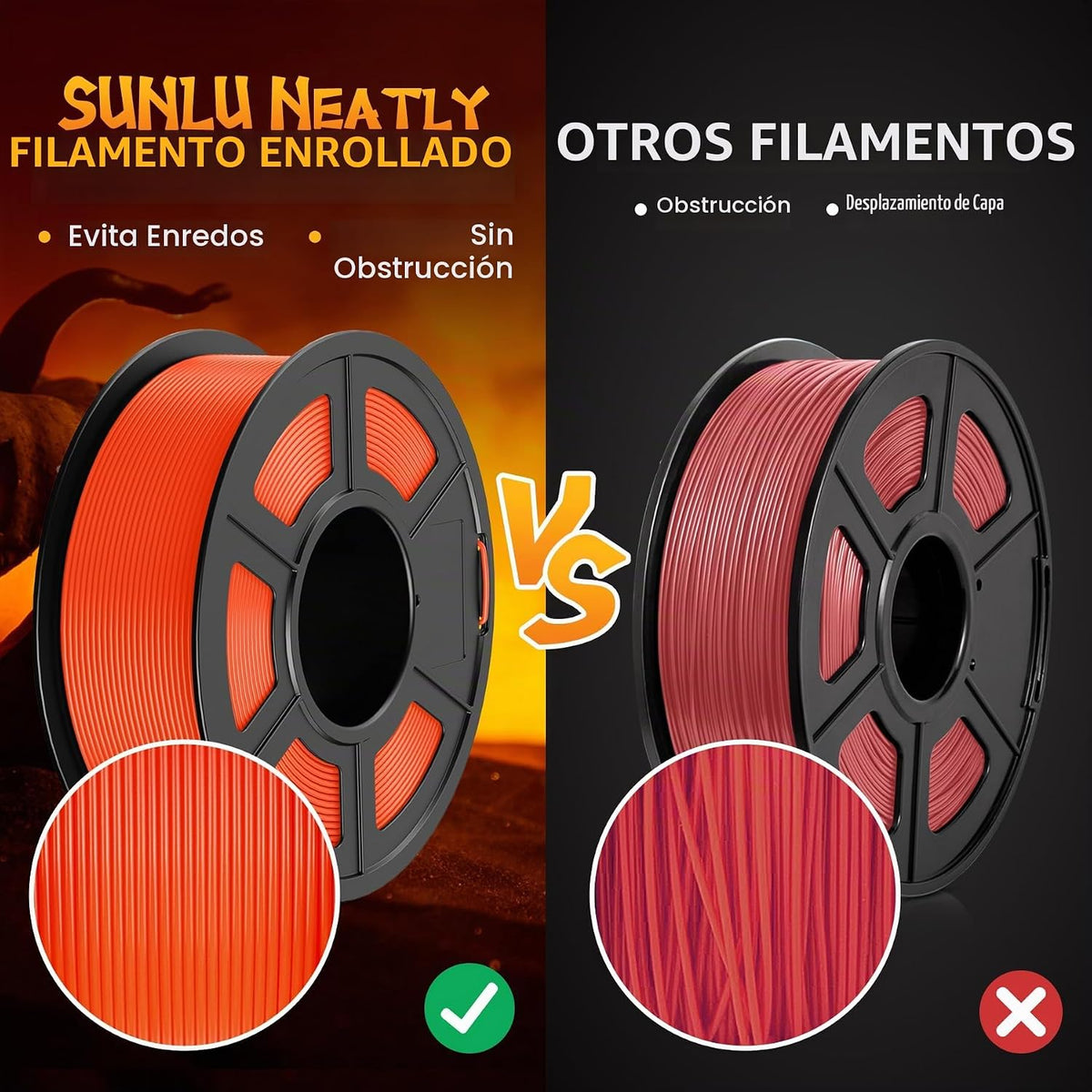 SUNLU Filamento de impresora 3D PLA fluorescente de 8.8 lbs, 0.07 i...