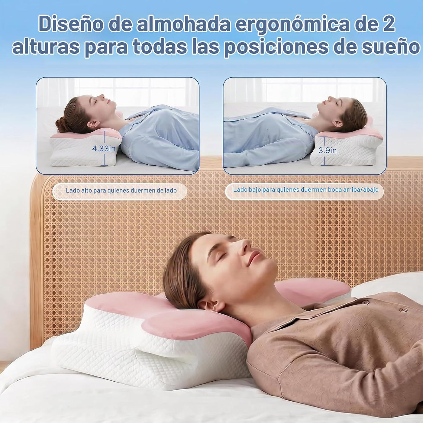 Almohada cervical para aliviar el dolor de cuello, almohada ortopéd...